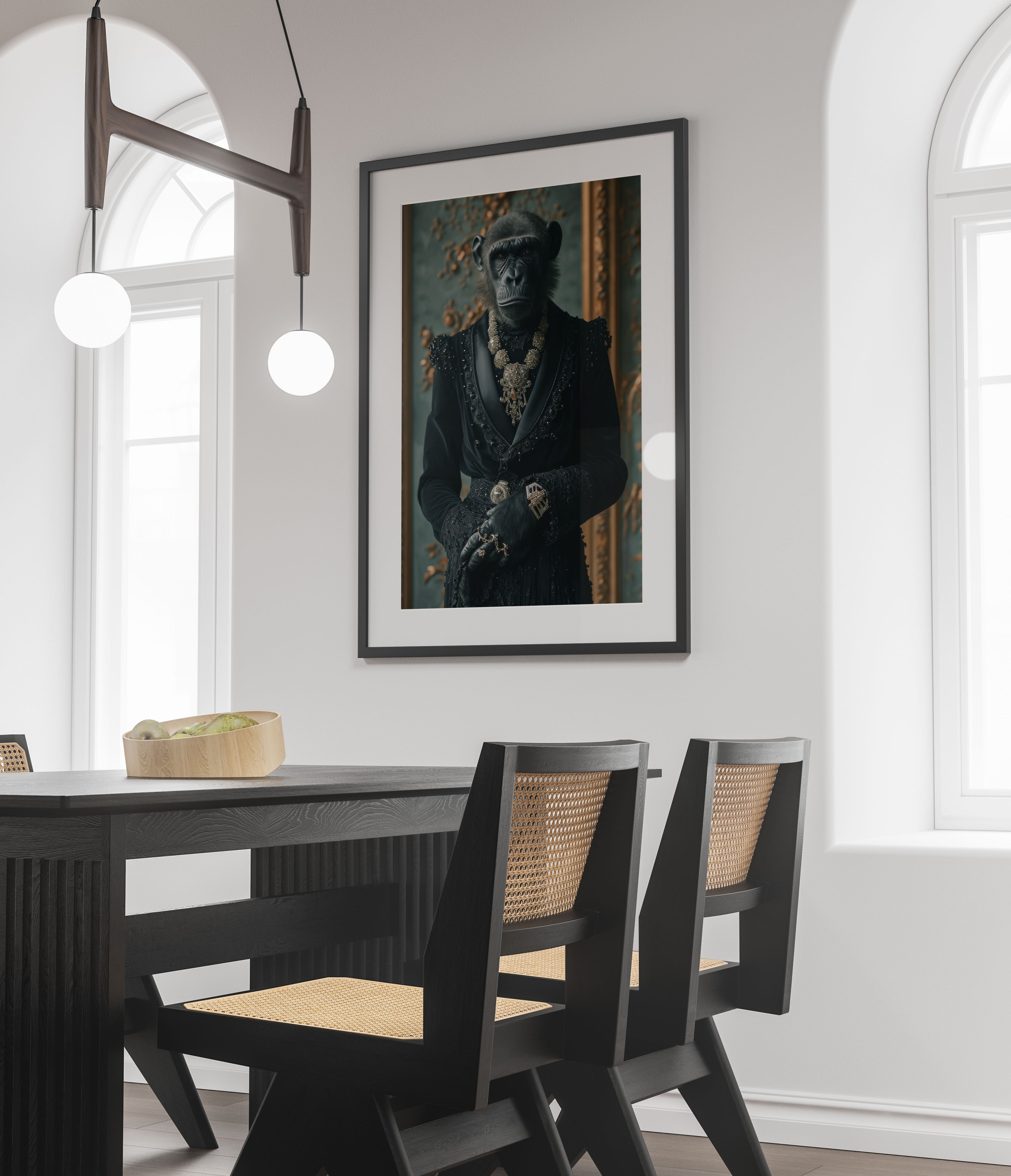 Royal Monkey Portrait Art Print - Sophisticated Animal Wall Decor