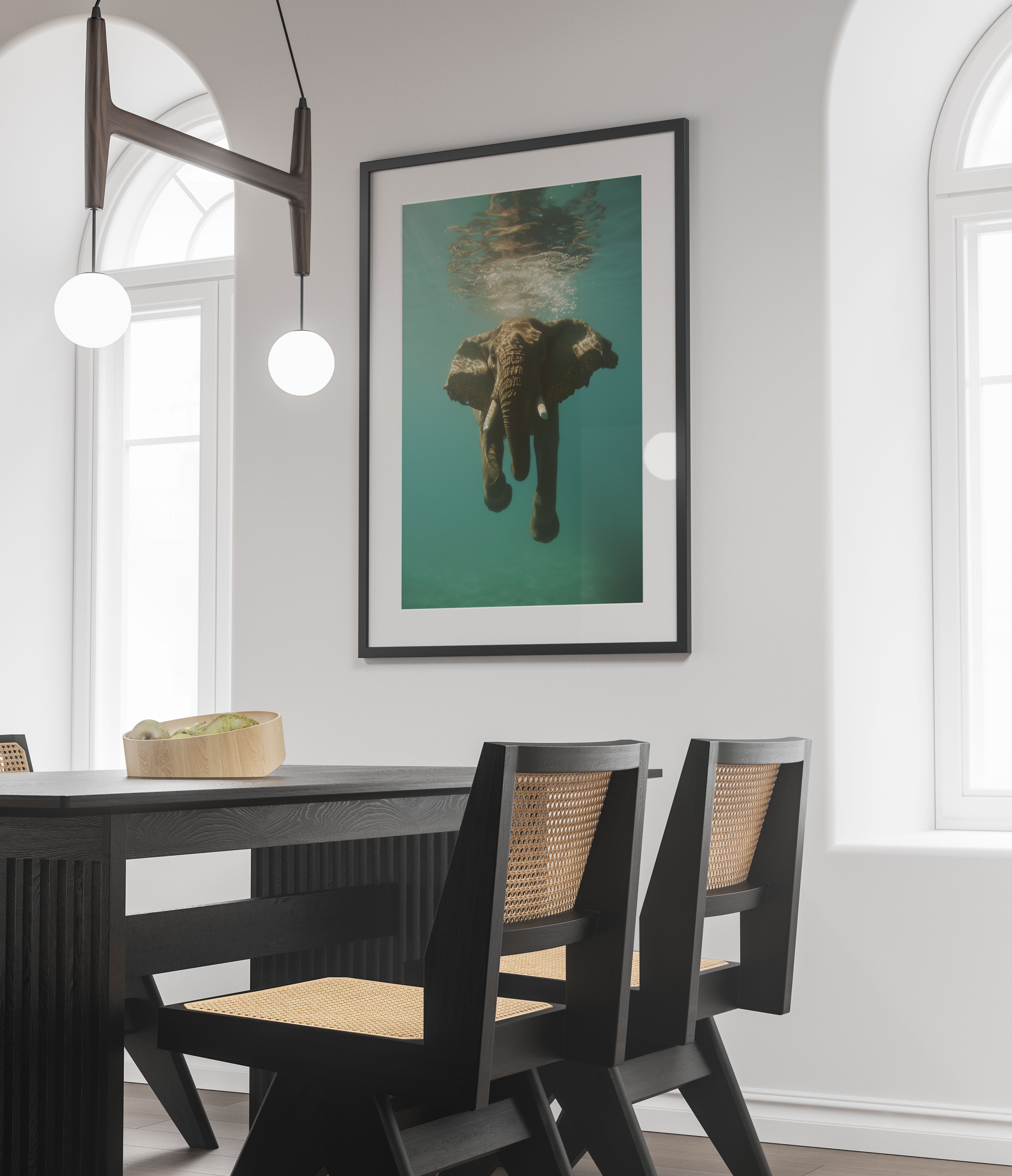 Underwater Elephant Art Print - African Elephant Swimming