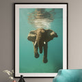 Underwater Elephant Art Print - African Elephant Swimming