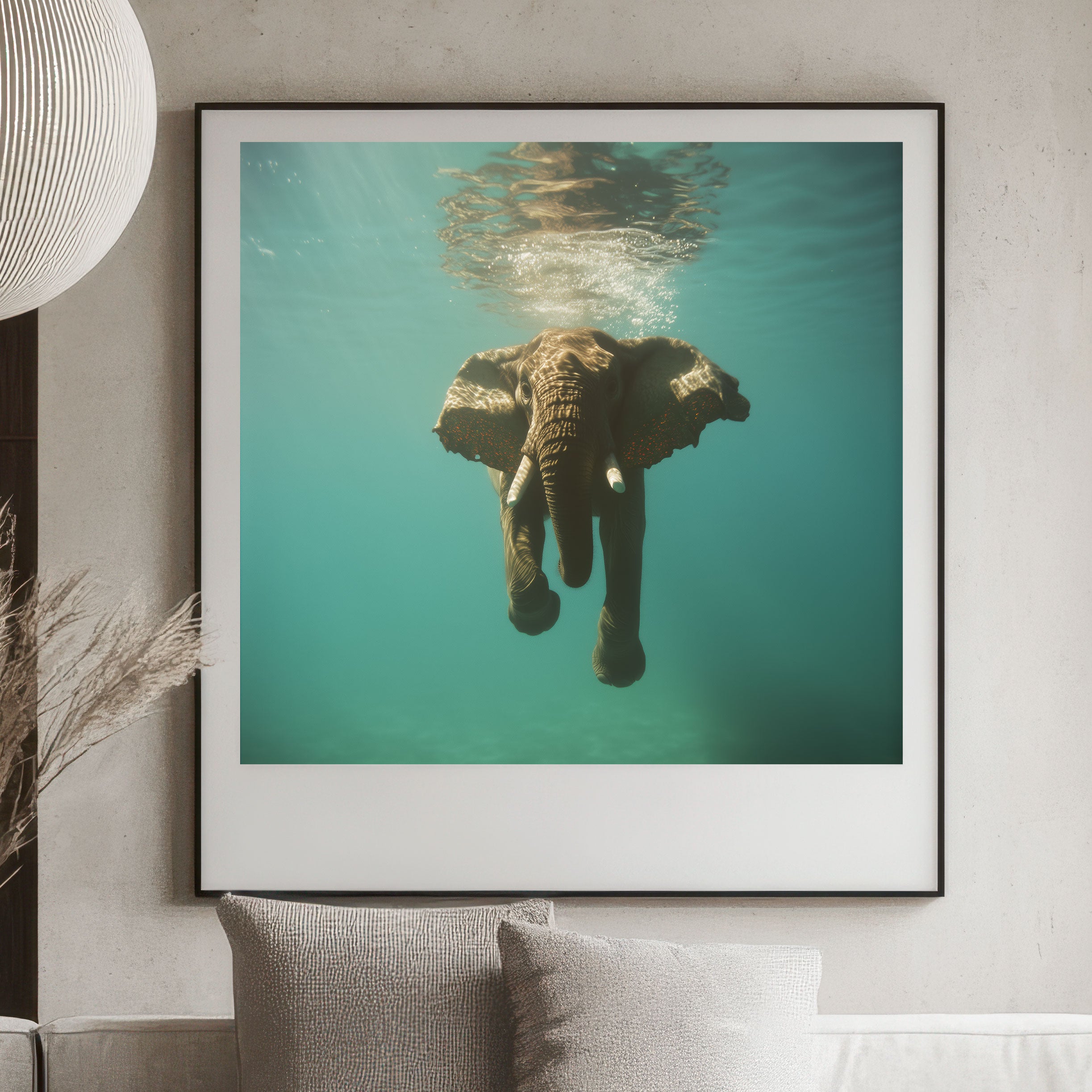 Underwater Elephant Art Print - African Elephant Swimming