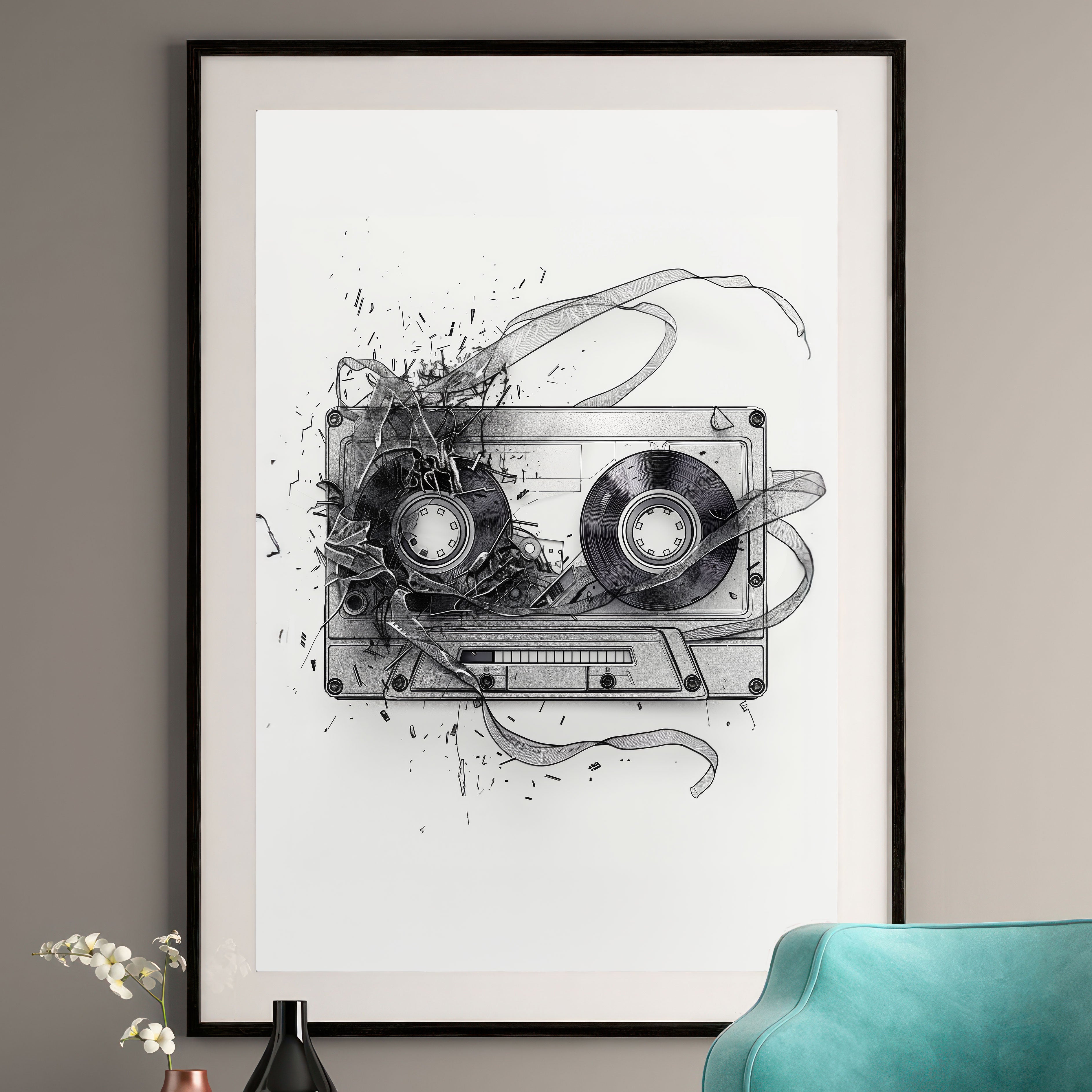 Vintage Cassette Tape Art Print - Retro Music Nostalgia - Wall Decor