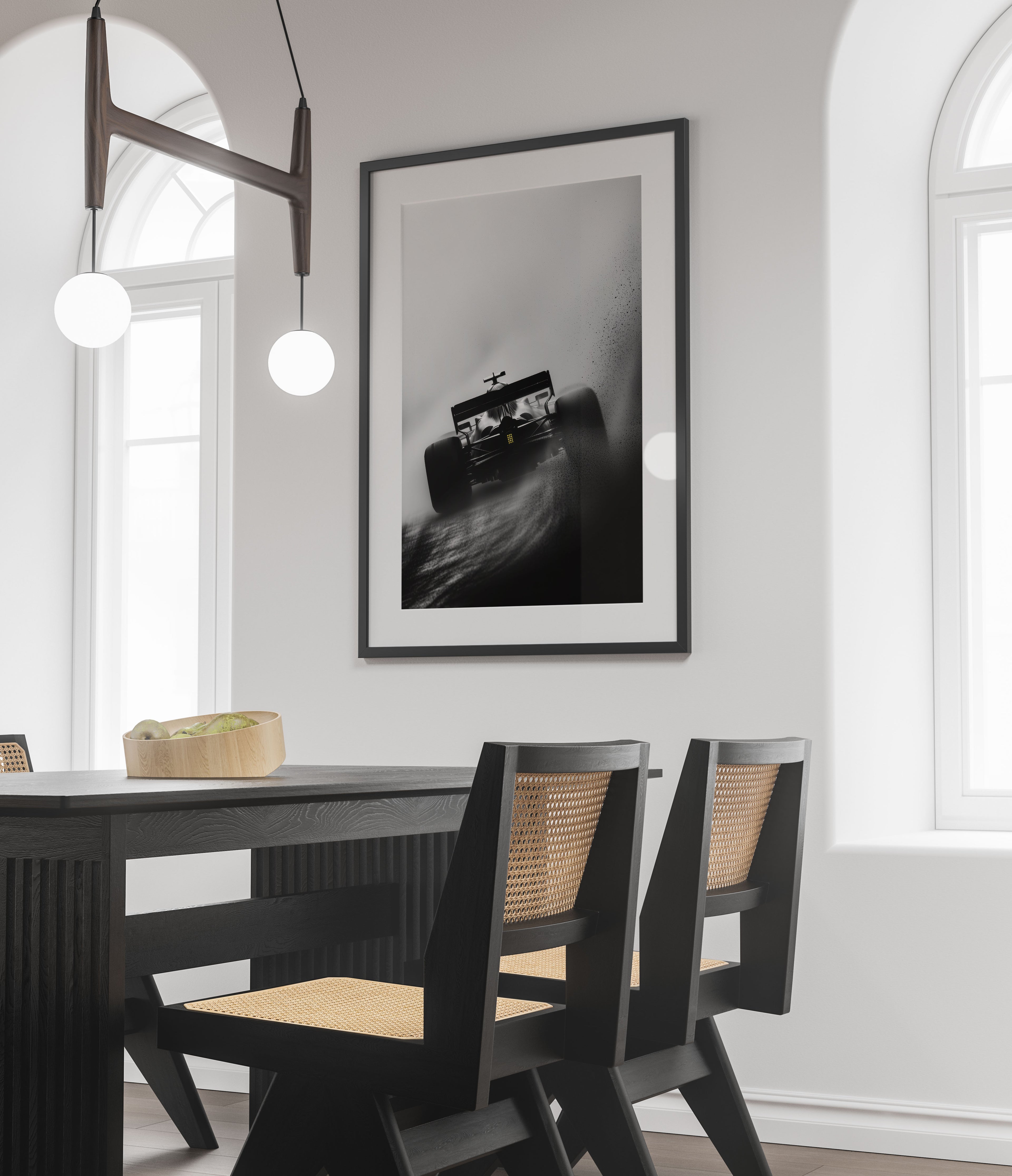 F1 Race Car Print - Black and White Motorsport Wall Art