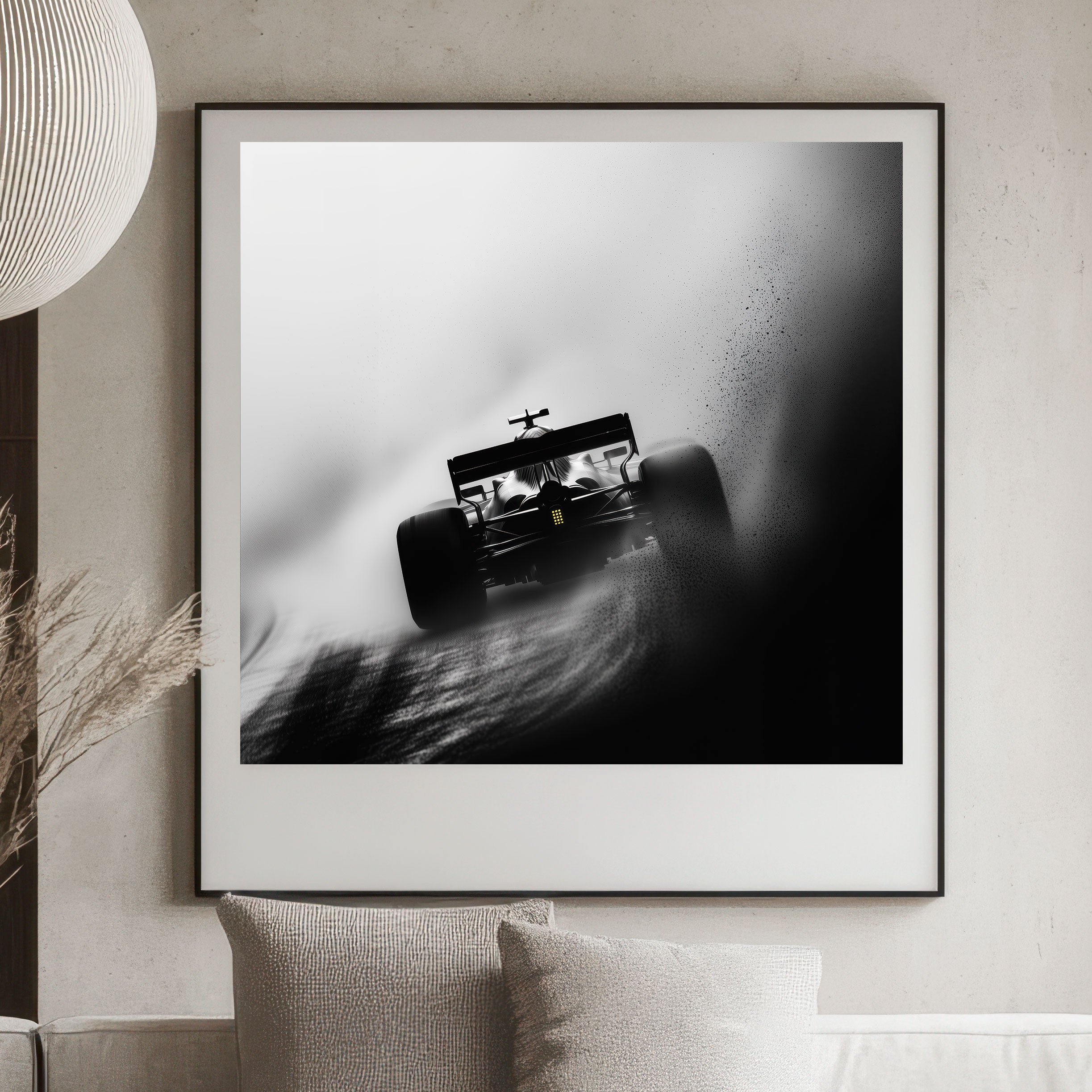 F1 Race Car Print - Black and White Motorsport Wall Art