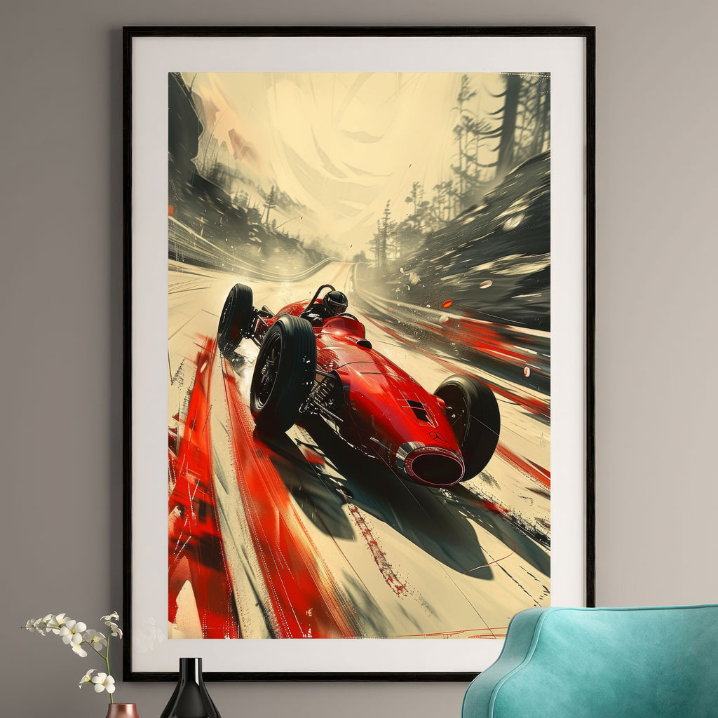 Vintage Formula 1 Art Print - 1950s Mercedes Race Car