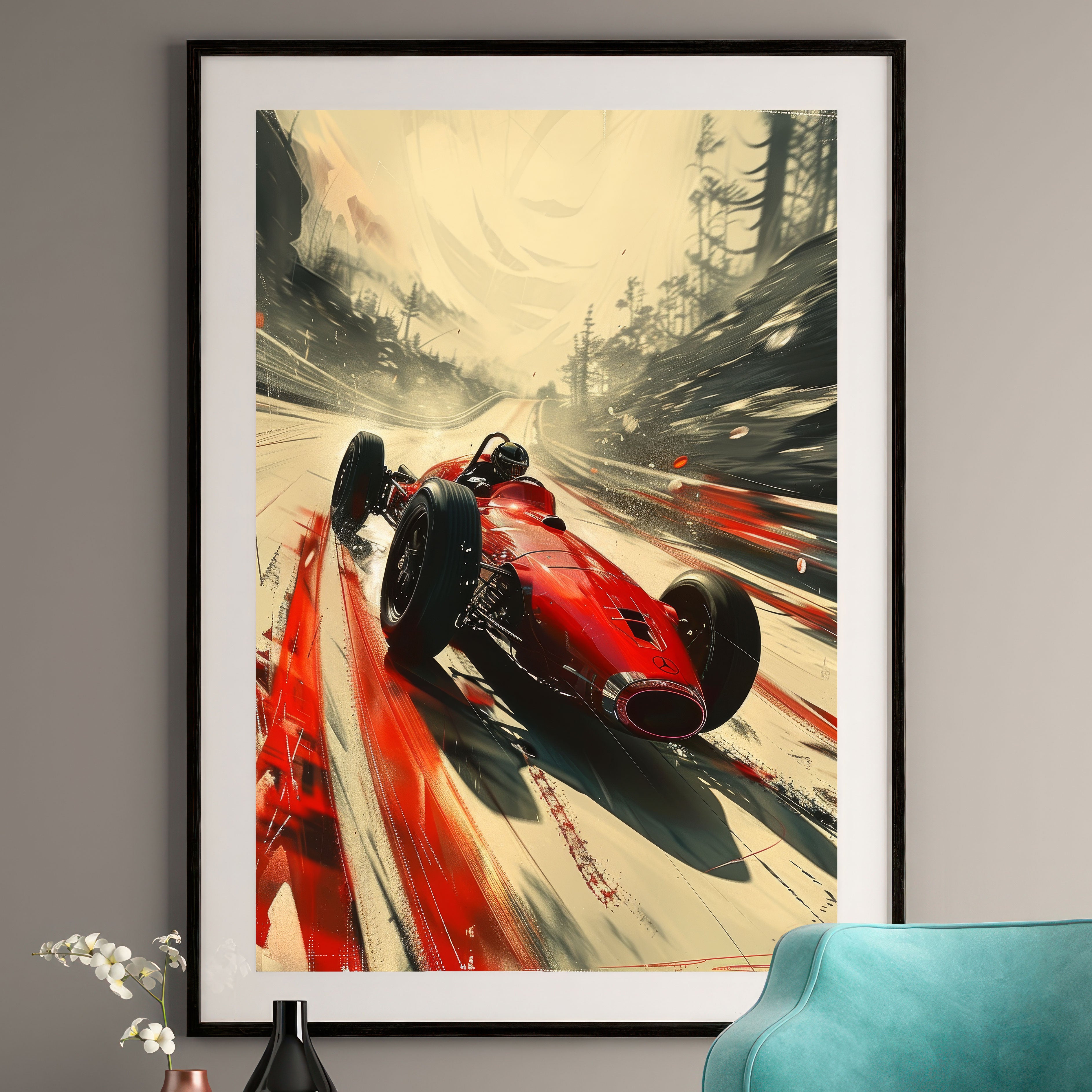 Vintage Formula 1 Art Print - 1950s Mercedes Race Car