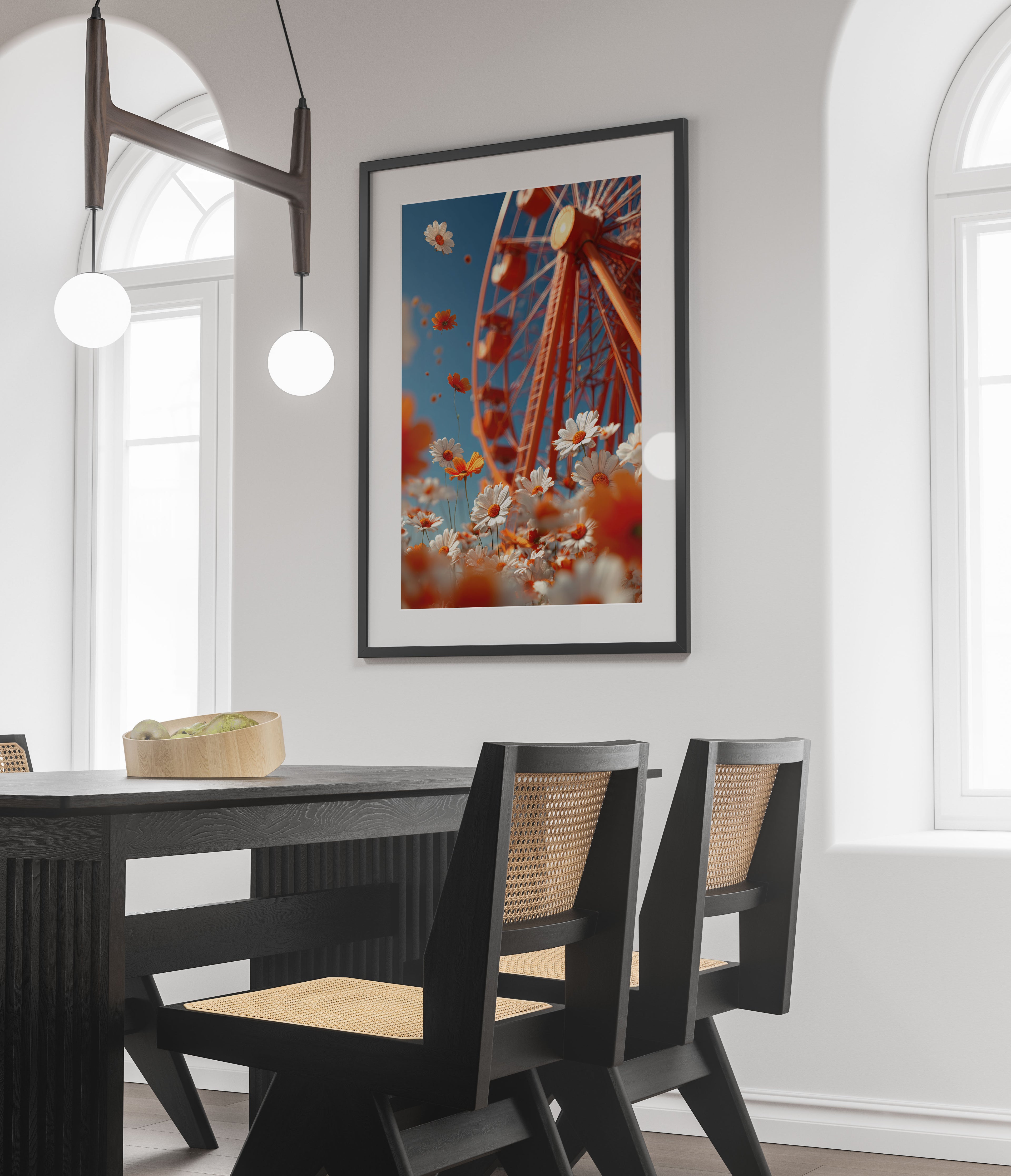Ferris Wheel Art Print - Whimsical Floral Wall Art