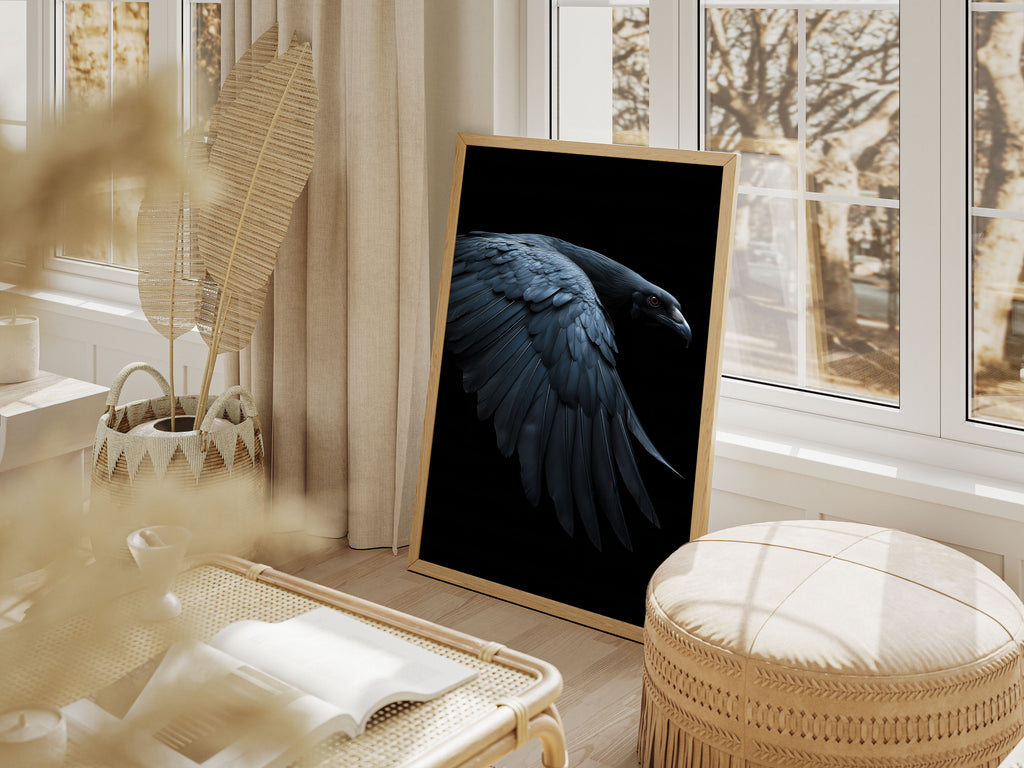 Gothic Raven Art Print - Dark Academia Wall Decor