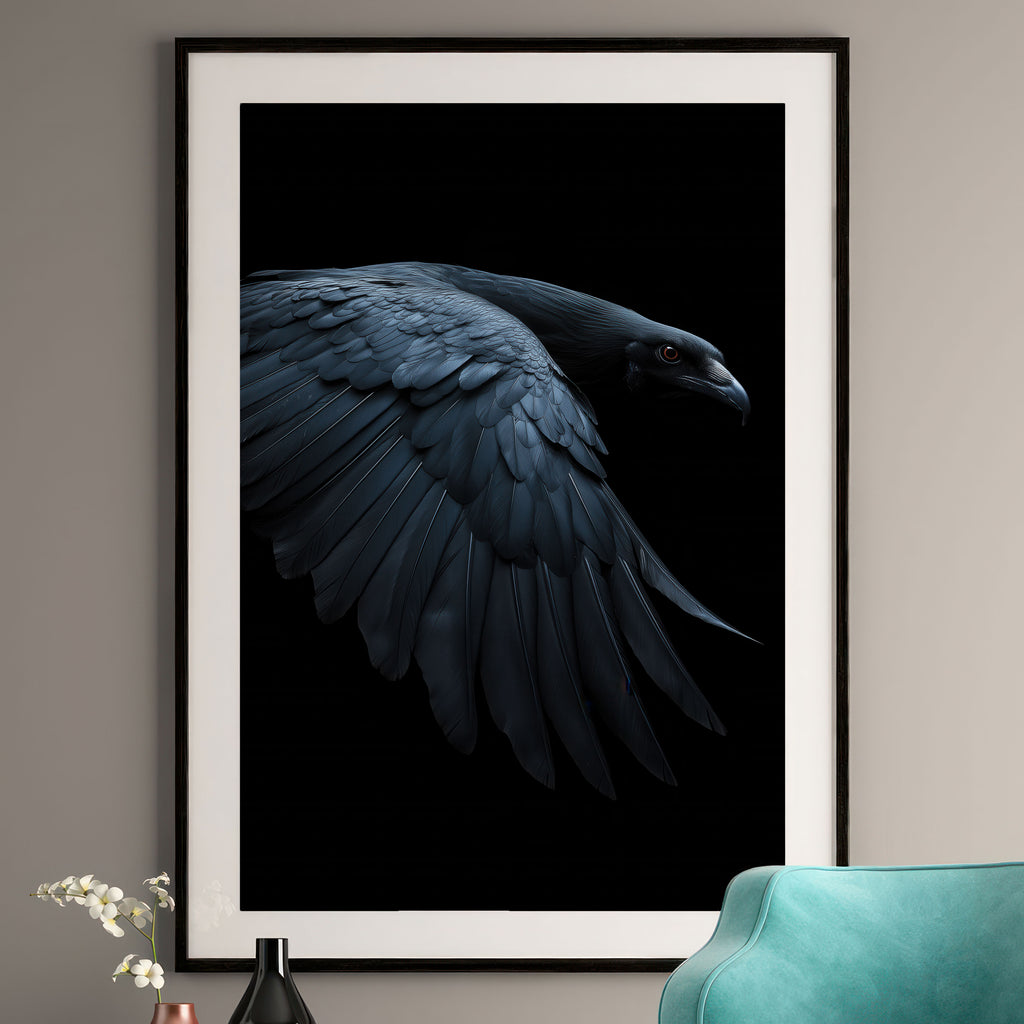 Gothic Raven Art Print - Dark Academia Wall Decor