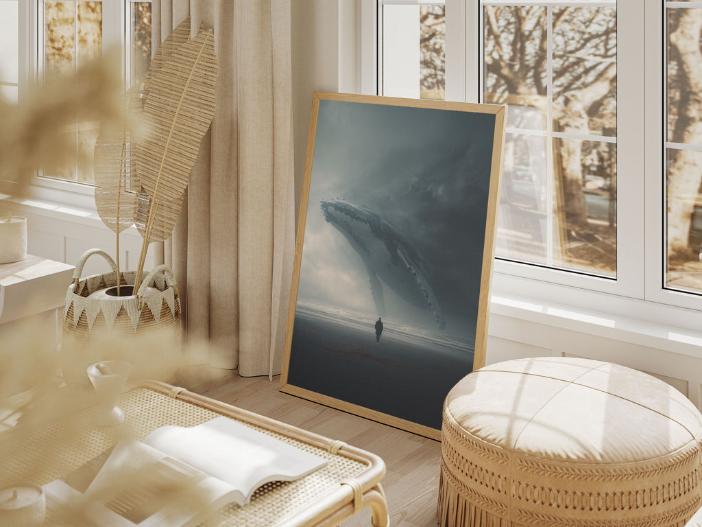 Floating Whale Print - Surreal Moody Wall Art