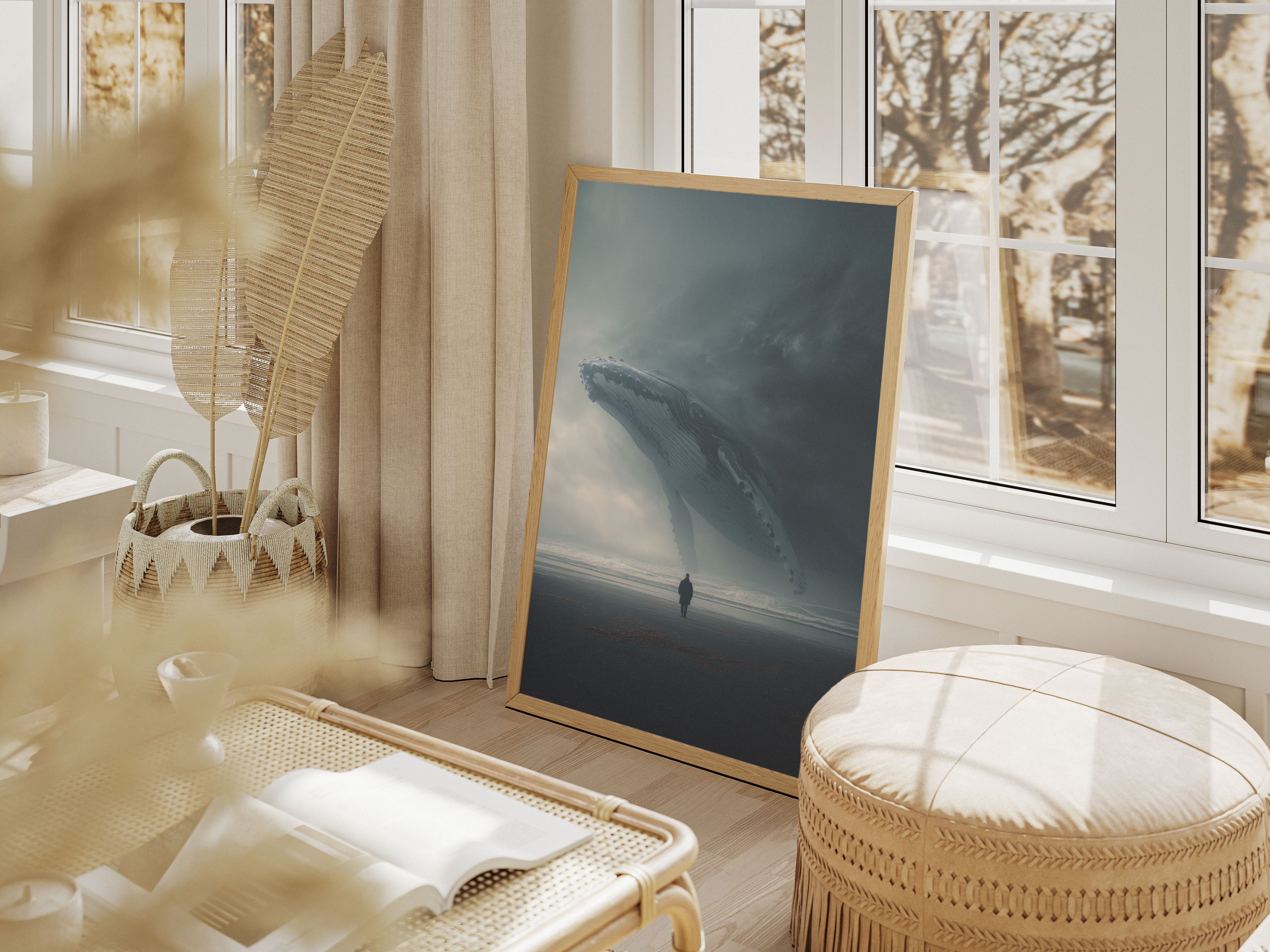 Floating Whale Print - Surreal Moody Wall Art