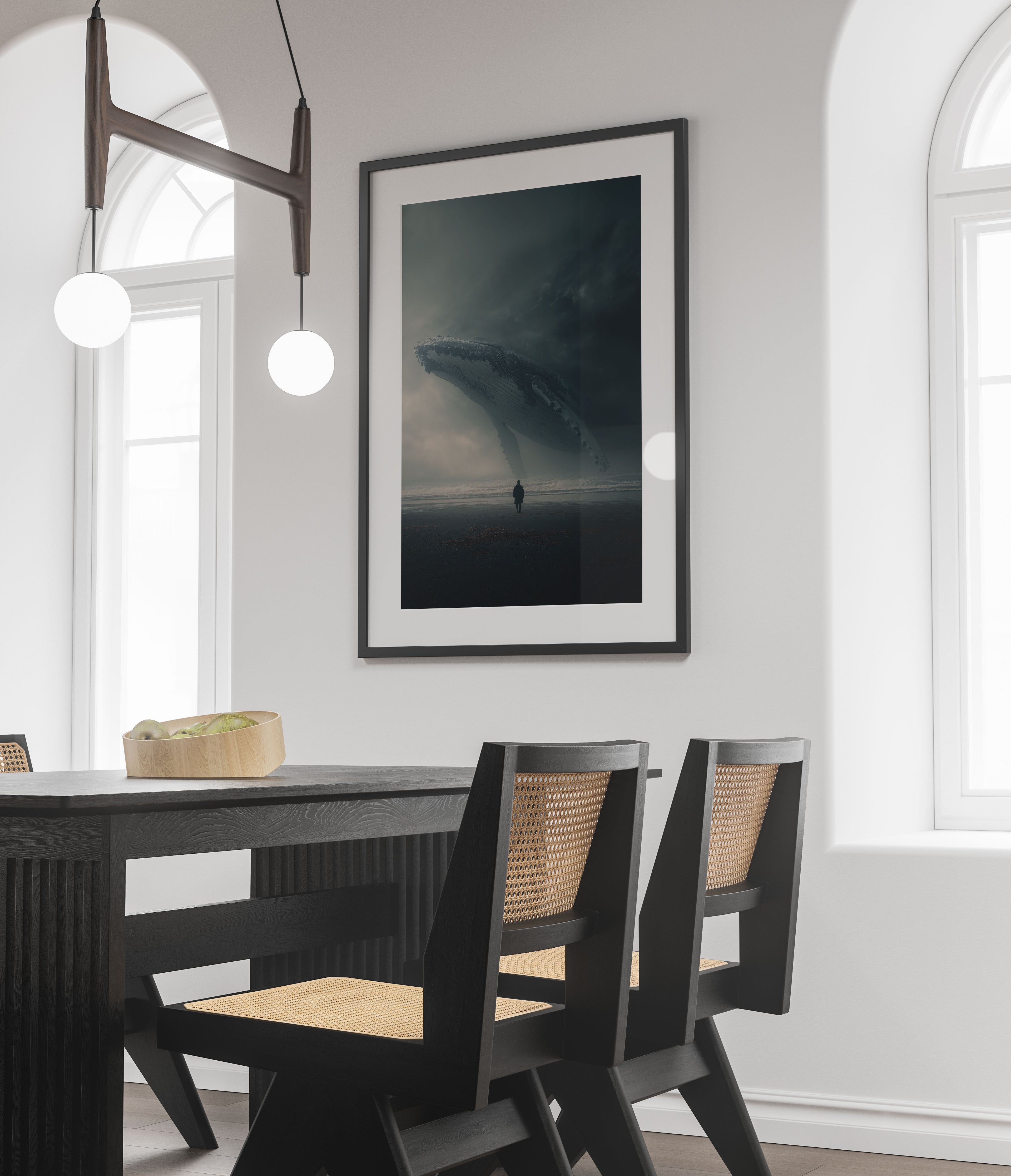 Floating Whale Print - Surreal Moody Wall Art