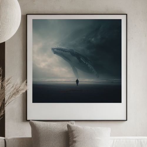 Floating Whale Print - Surreal Moody Wall Art