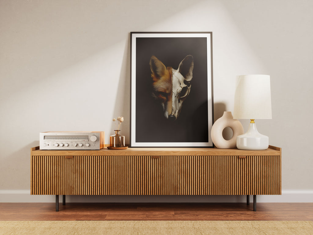 Fox Skull Art Print - Dark Academia Wall Art - Gothic Nature Photography Decor