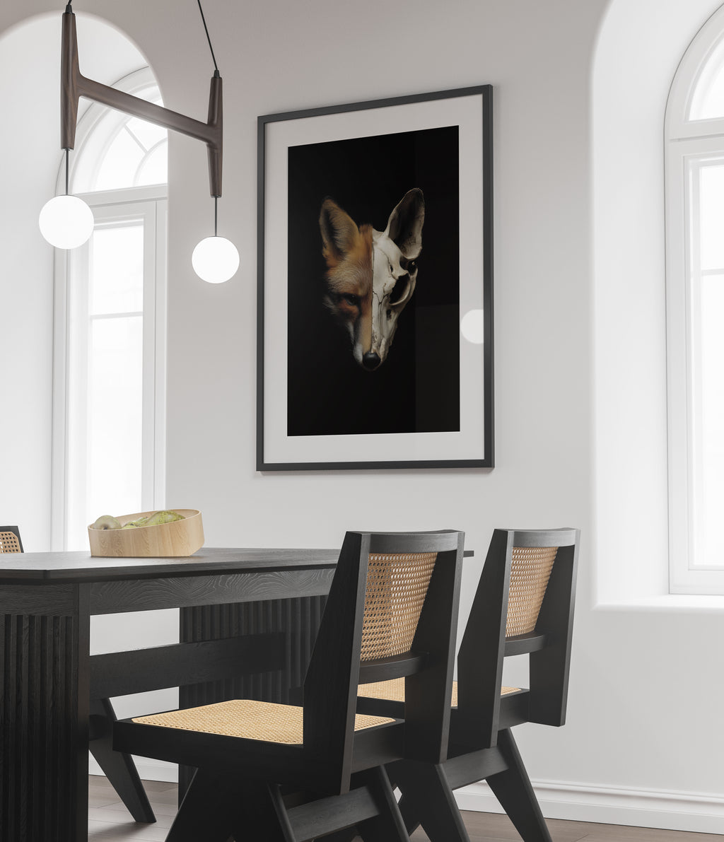 Fox Skull Art Print - Dark Academia Wall Art - Gothic Nature Photography Decor