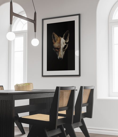 Fox Skull Art Print - Dark Academia Wall Art - Gothic Nature Photography Decor