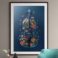 Whimsical Violin Art Print - Watercolor Music Wall Art with Goldfish