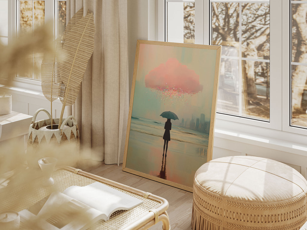 Glitter Rain Art Print - Surreal Pastel Landscape