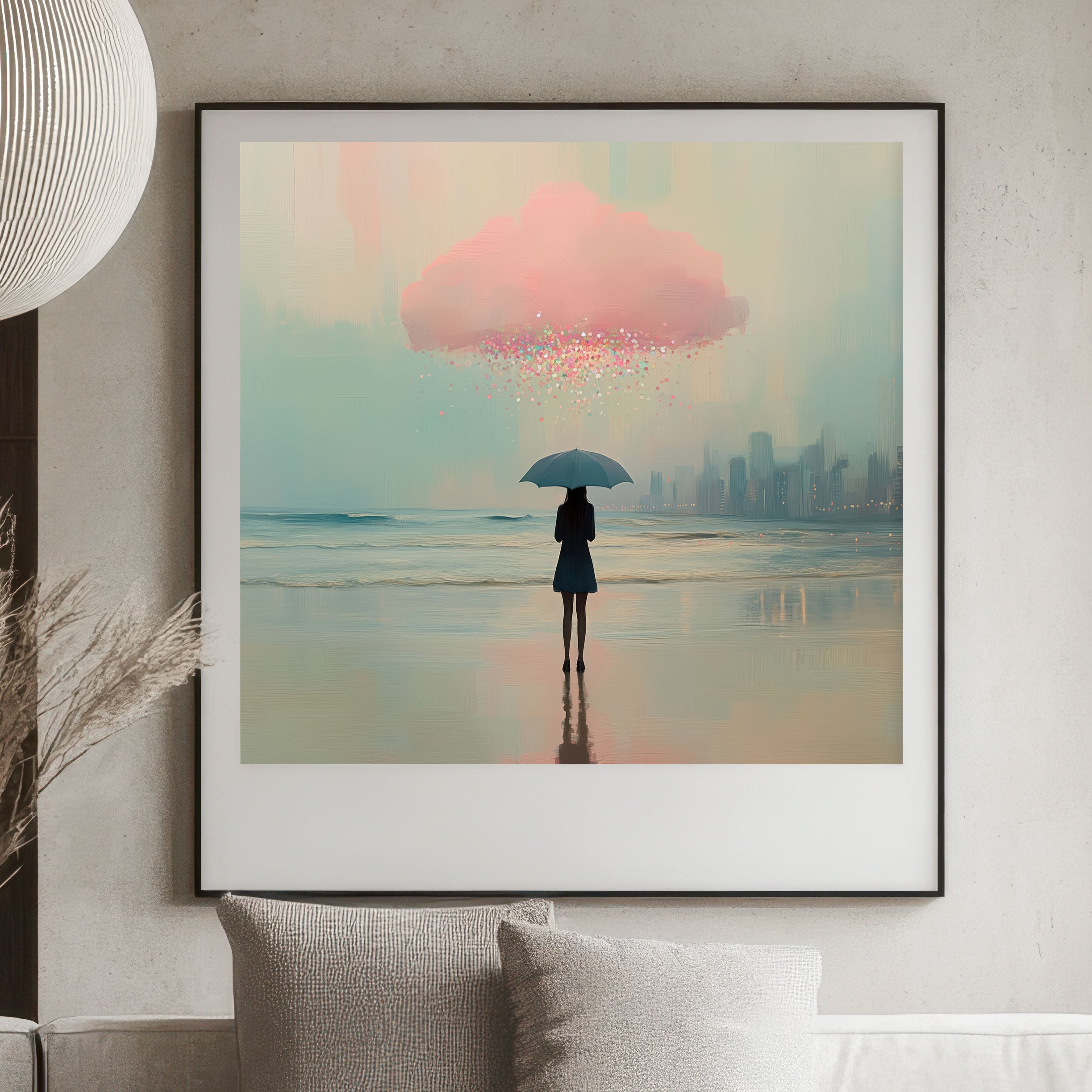 Glitter Rain Art Print - Surreal Pastel Landscape