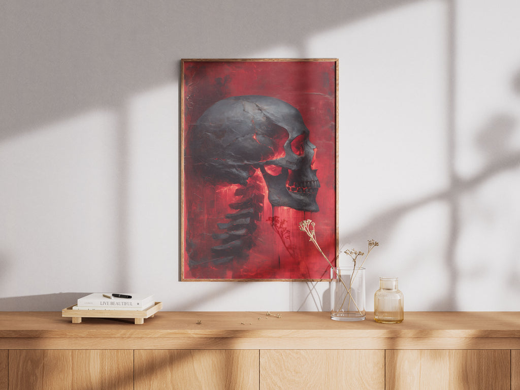 Gothic Skull Art Print - Dark Academia Wall Art