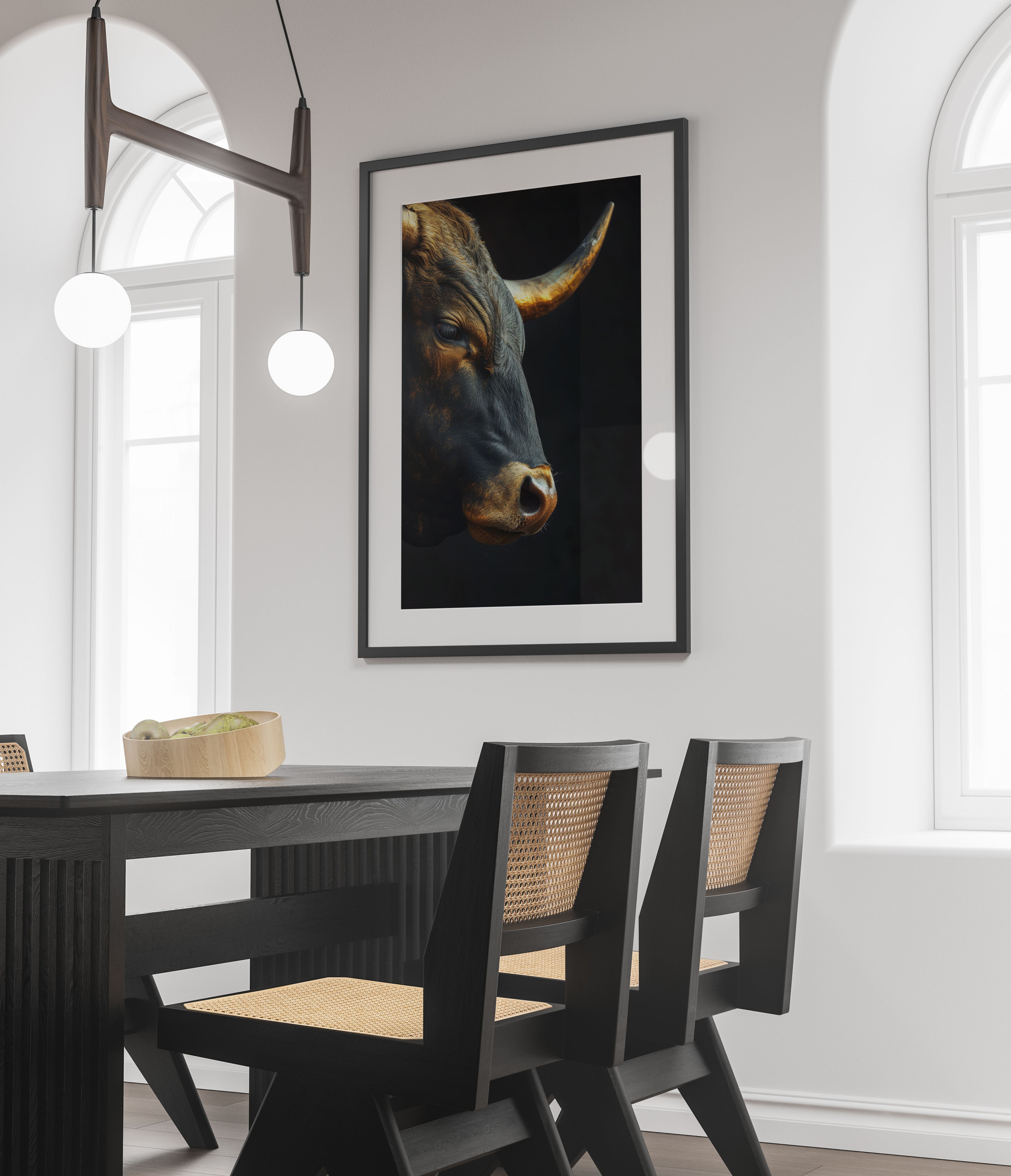 Golden Bull Art Print - Bull Wall Art with Gold Accents