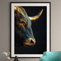 Golden Bull Art Print - Bull Wall Art with Gold Accents