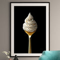 Decadent Indulgence Art Print – Gold Spoon with Whipped Cream