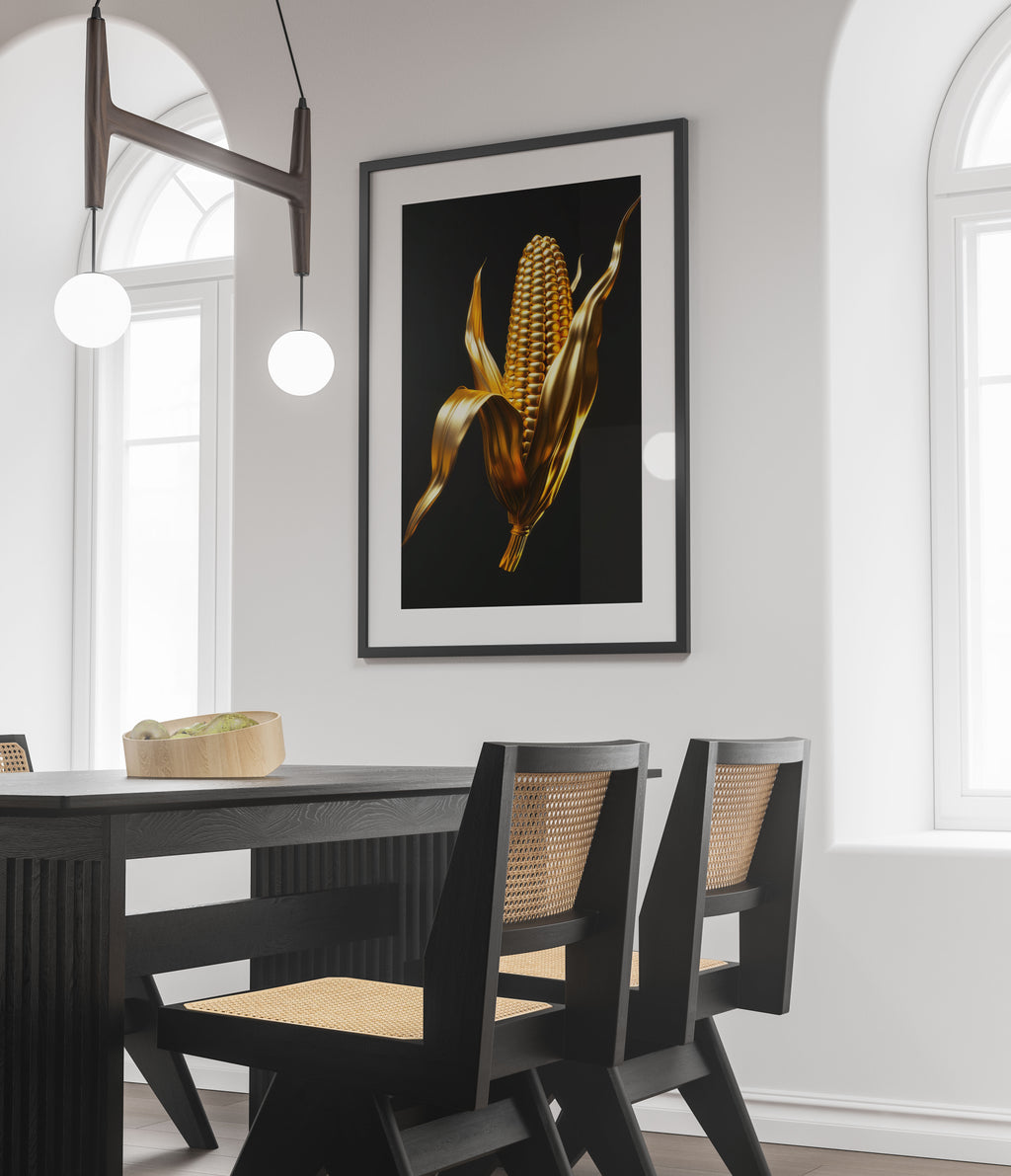 Gold Corn Art Print -  Luxury Kitchen Wall Art