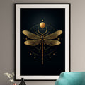 Golden Dragonfly Art Print - Celestial Wall Art