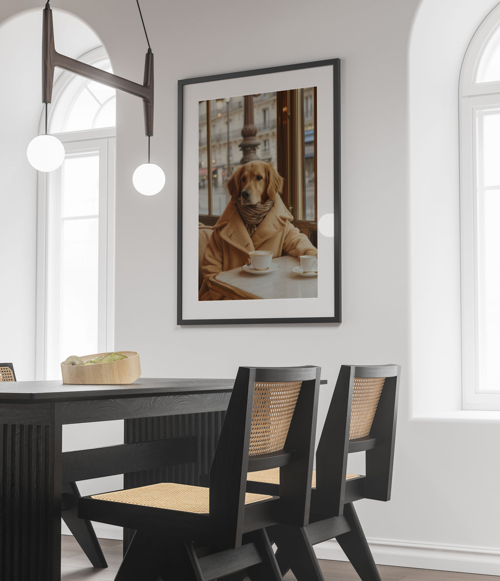 Golden Retriever Art Print - Wes Anderson Style