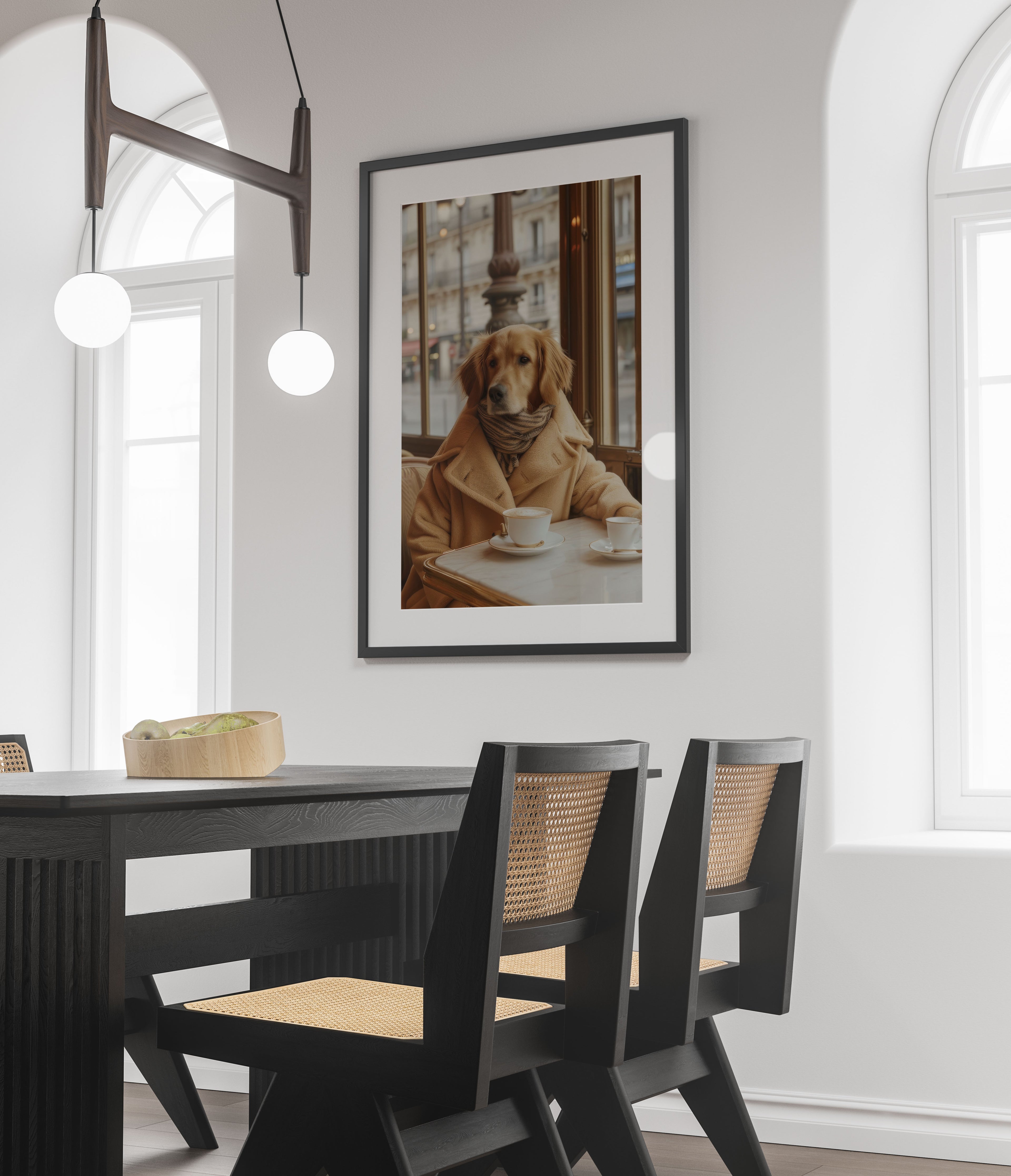 Golden Retriever Art Print - Wes Anderson Style