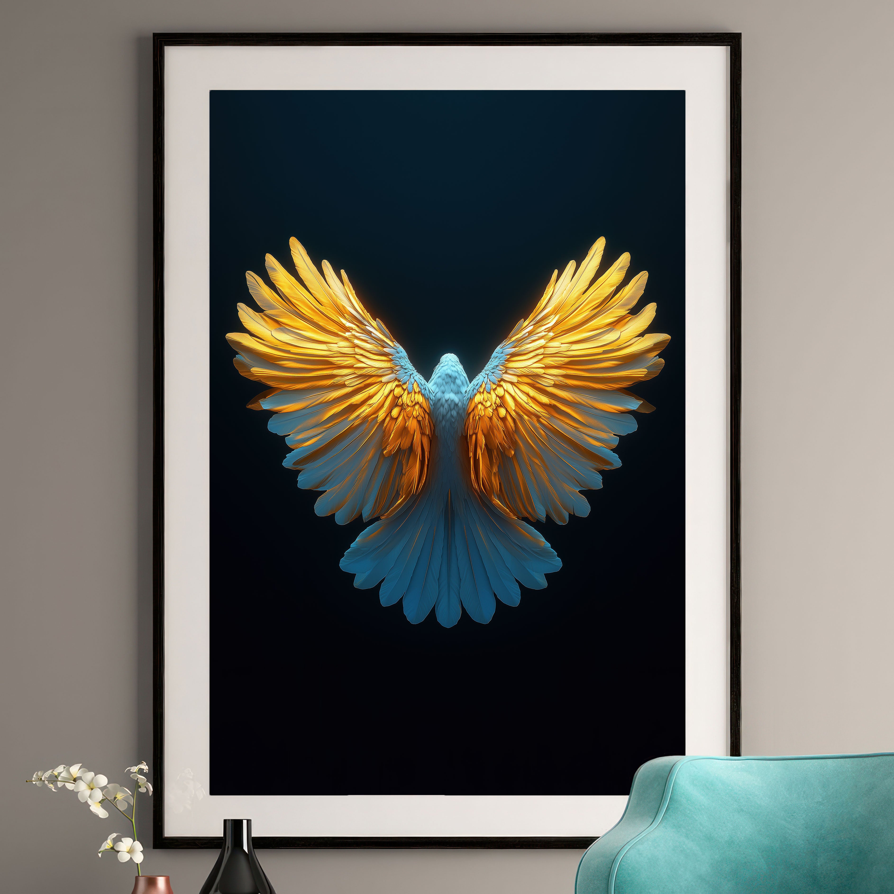 Majestic Bird Art Print - Golden Wings