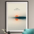 Good Morning Sunrise Art Print - Minimalist Typography Wall Art - Serene Lake Decor