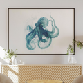 Octopus X-Ray Art Print Teal Landscape Edition - Ethereal Coastal Wall Decor