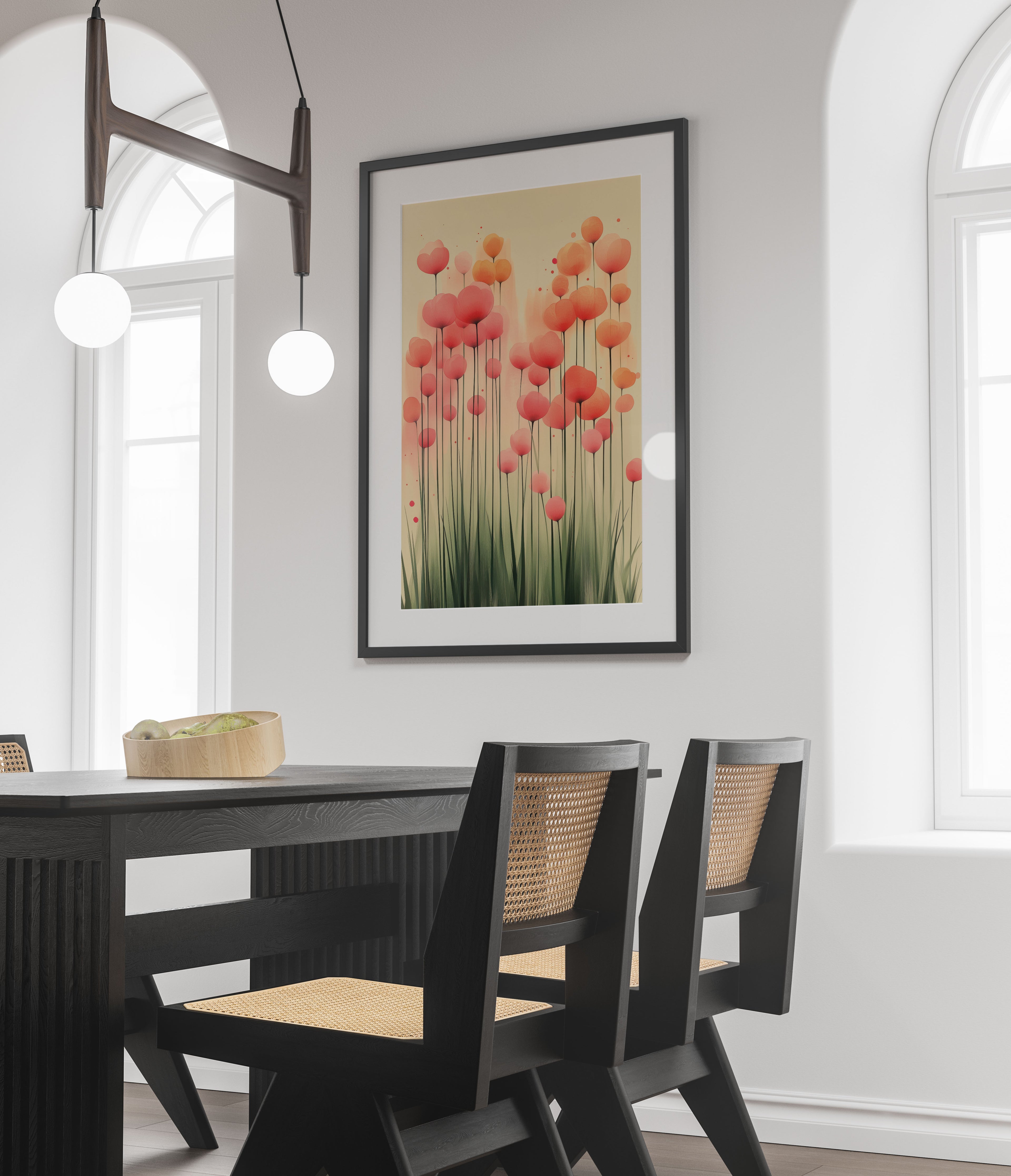 Japanese Floral Art Print - Minimalist Pastel Bloom Decor