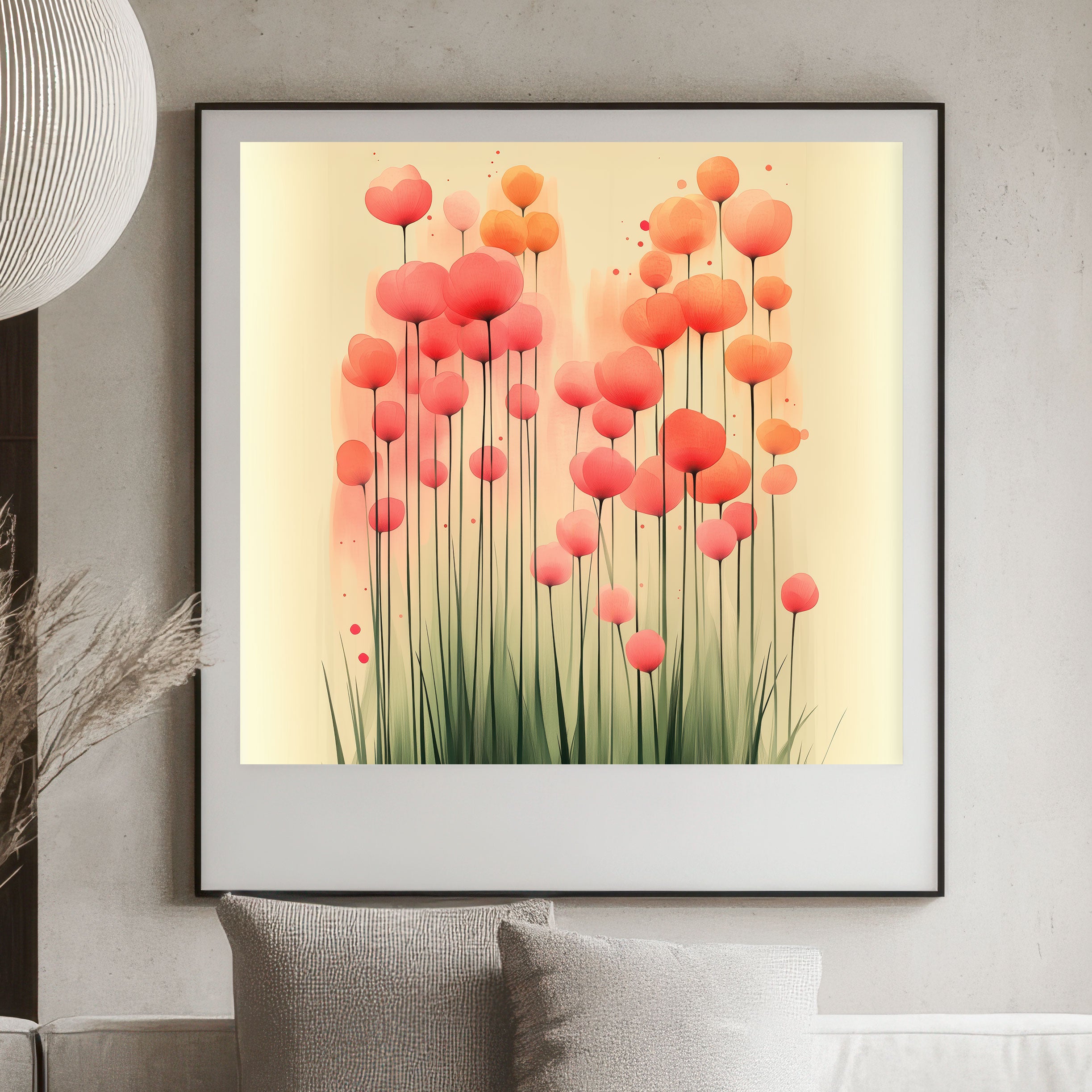 Japanese Floral Art Print - Minimalist Pastel Bloom Decor
