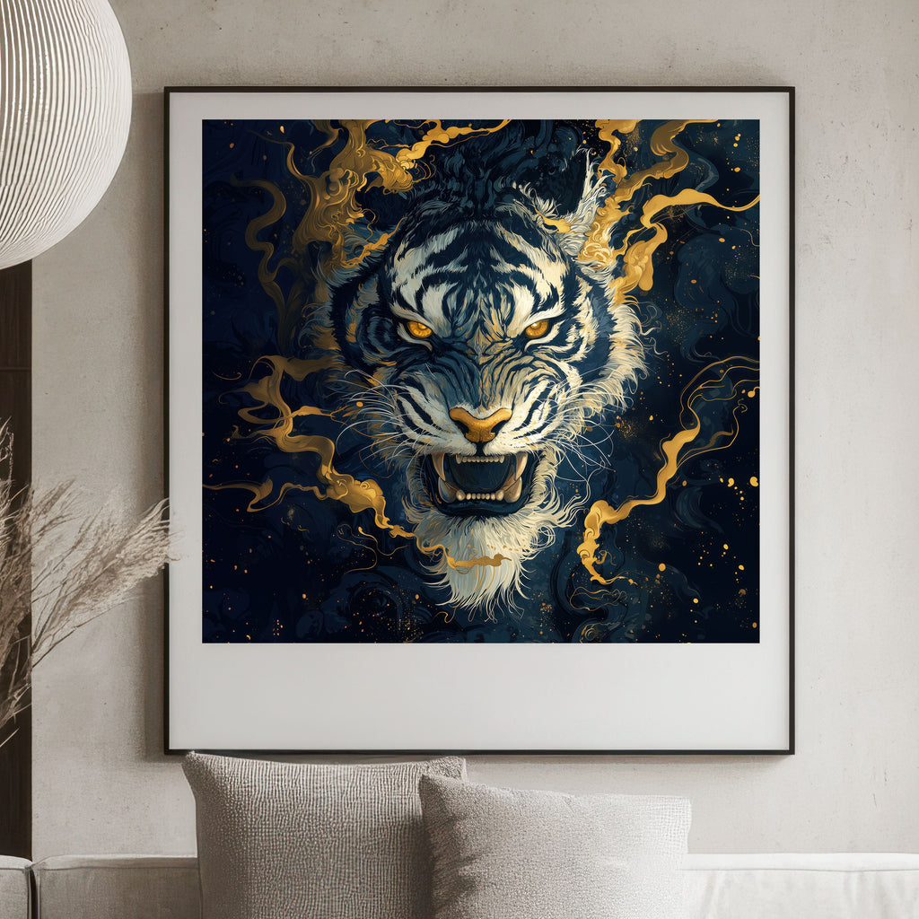 Mystic Japanese Tiger Art Print - Golden Tiger Wall Art