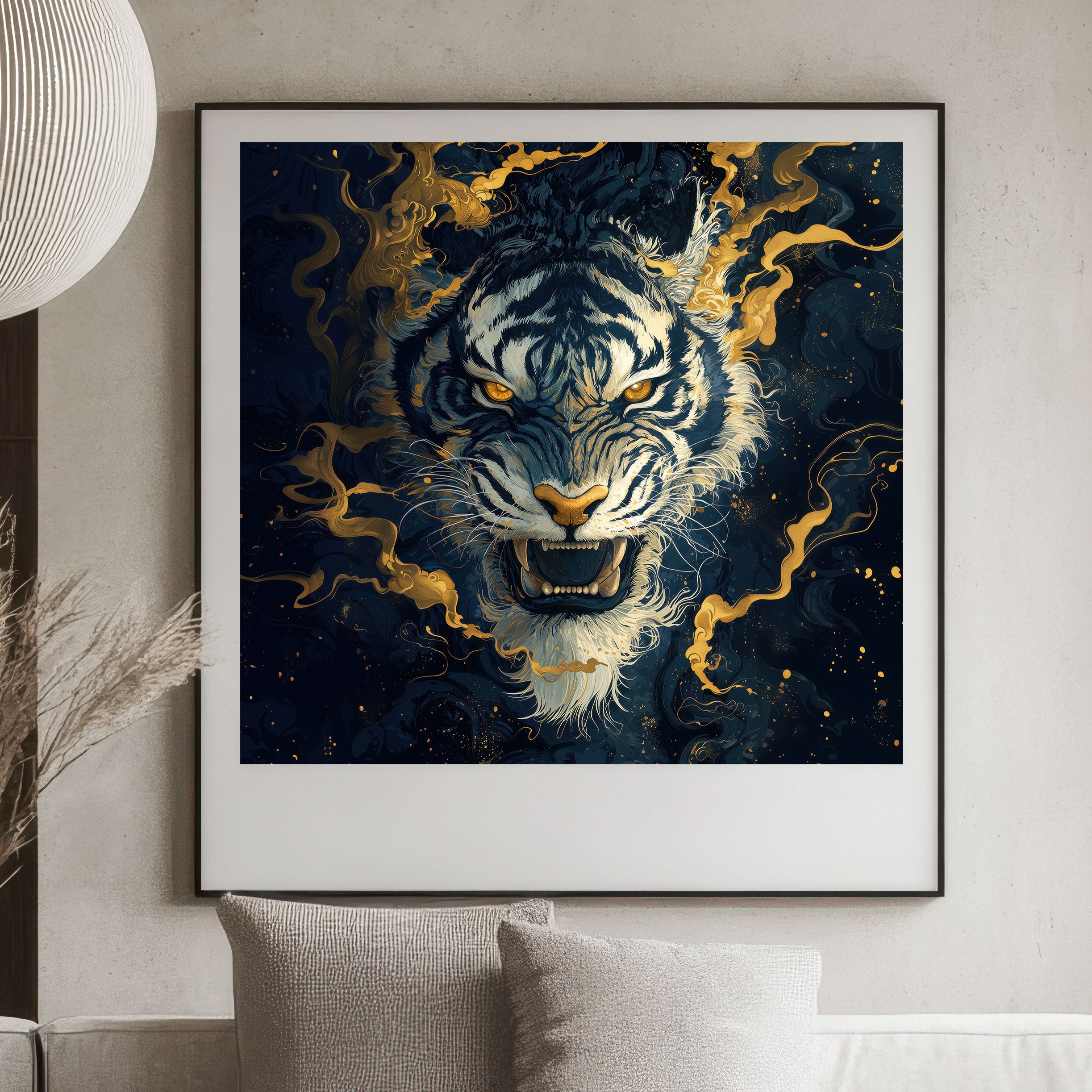 Mystic Japanese Tiger Art Print - Golden Tiger Wall Art