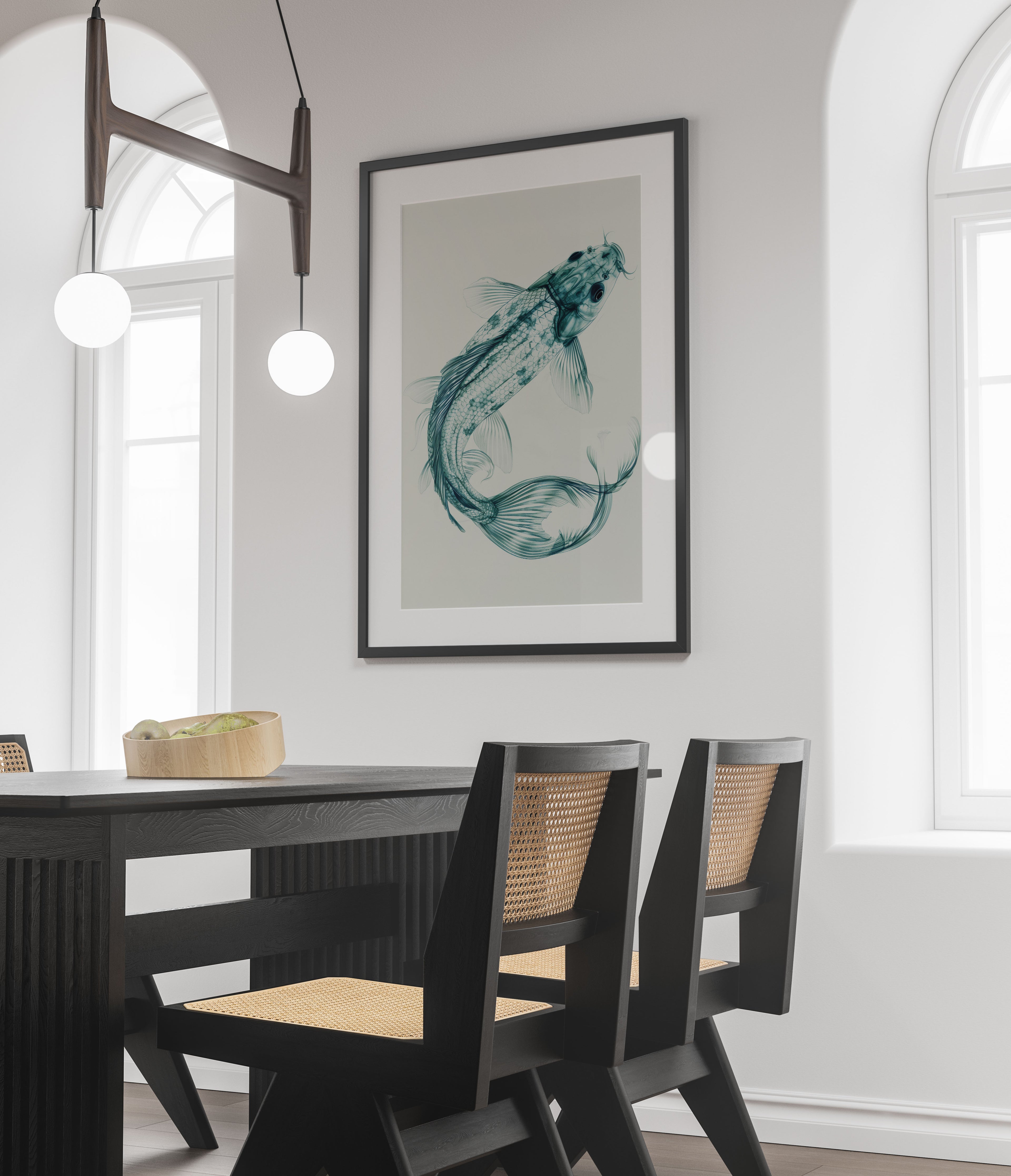 X-Ray Koi Fish Art Print - Teal - Unique Wall Art