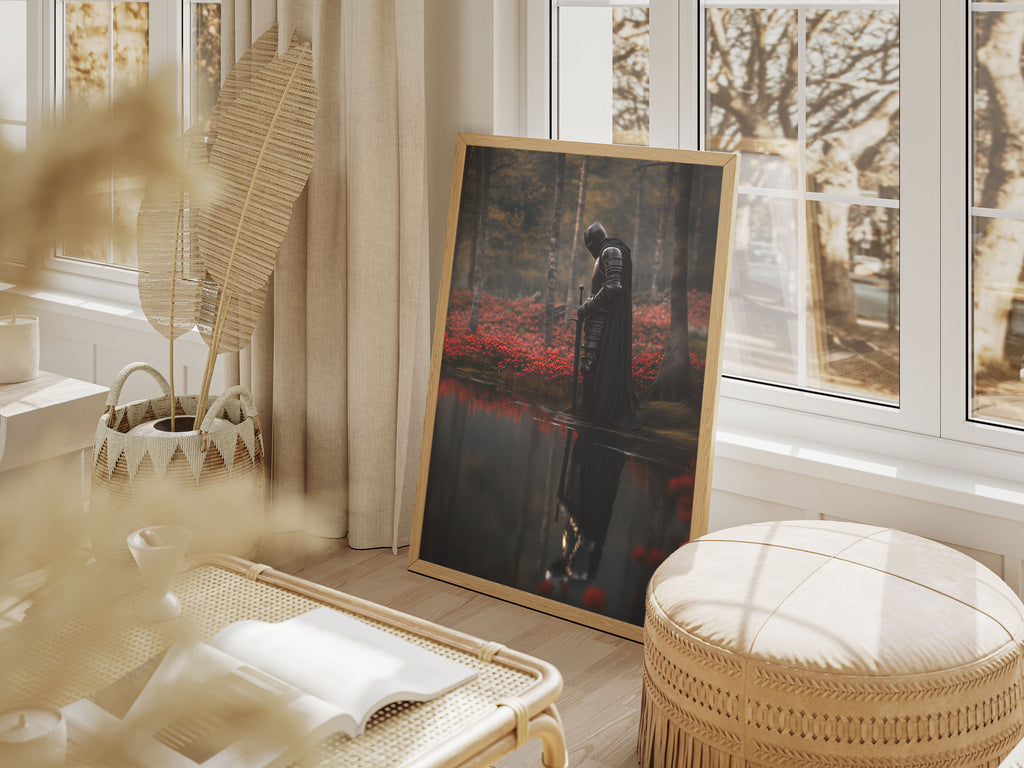 Dark Fantasy Knight Print - Medieval Gothic Wall Art