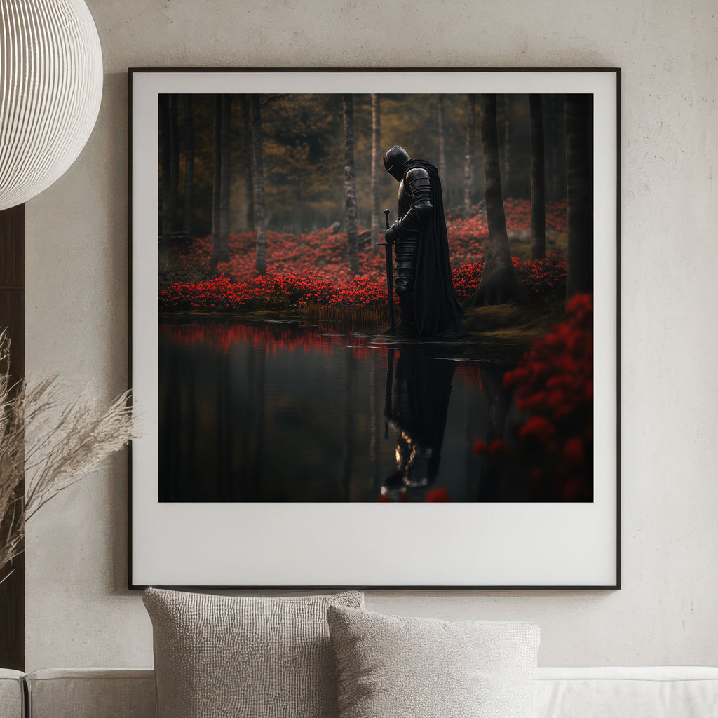 Dark Fantasy Knight Print - Medieval Gothic Wall Art