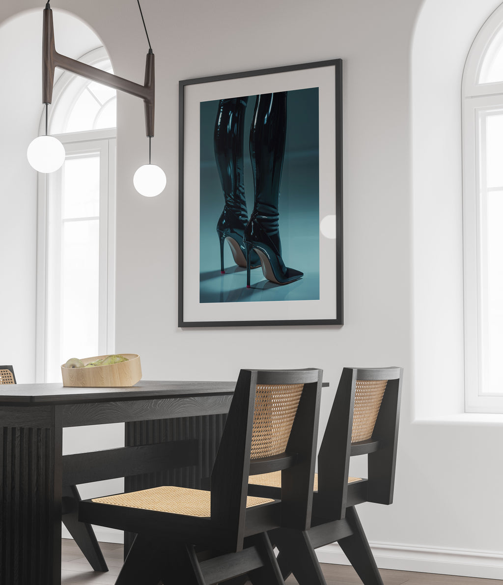 Black Stiletto Boots Fashion Art Print - High-Fashion Wall Art