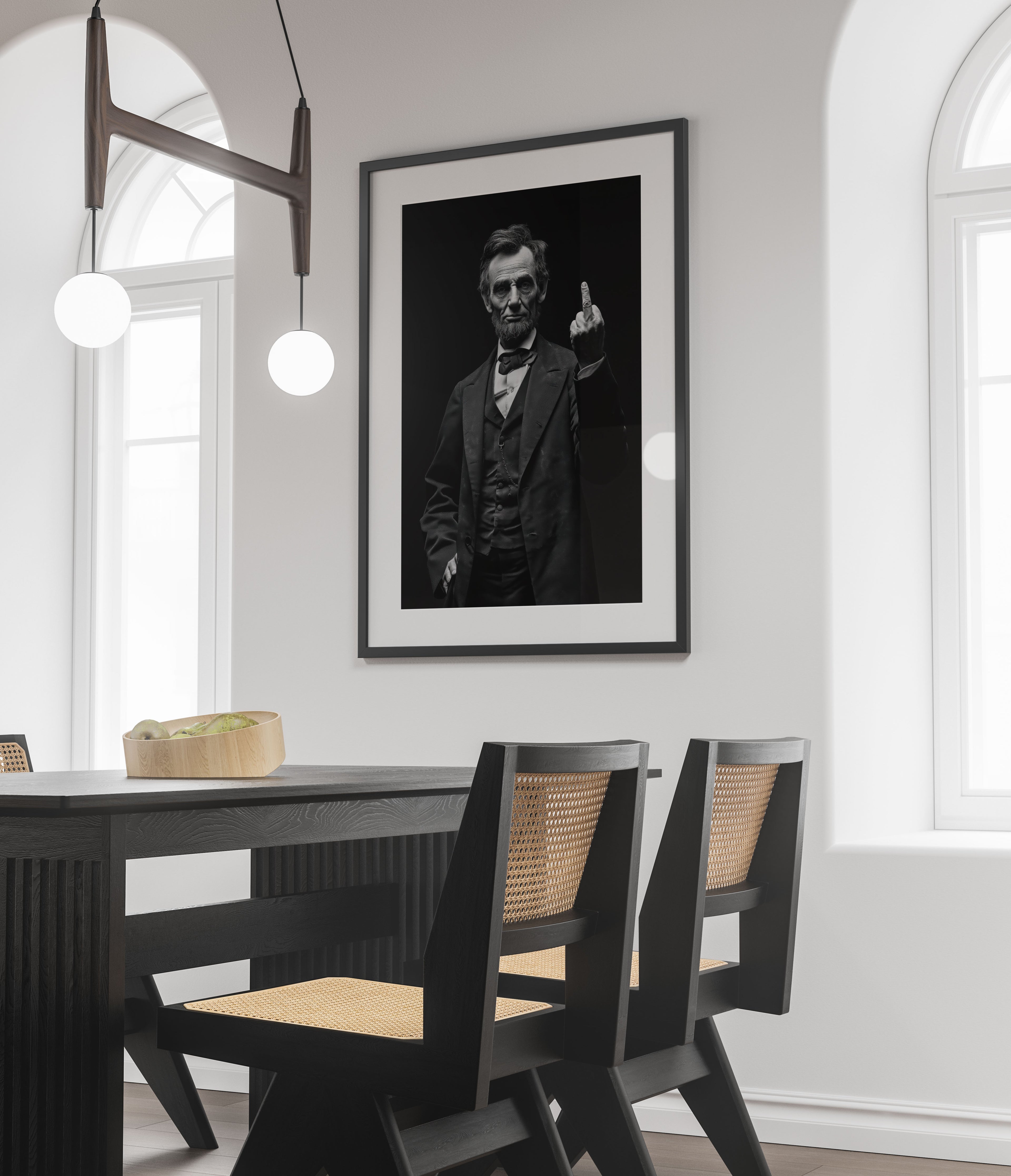 Rebellious Lincoln Art Print - Satirical History Wall Art - Bold Black and White Decor