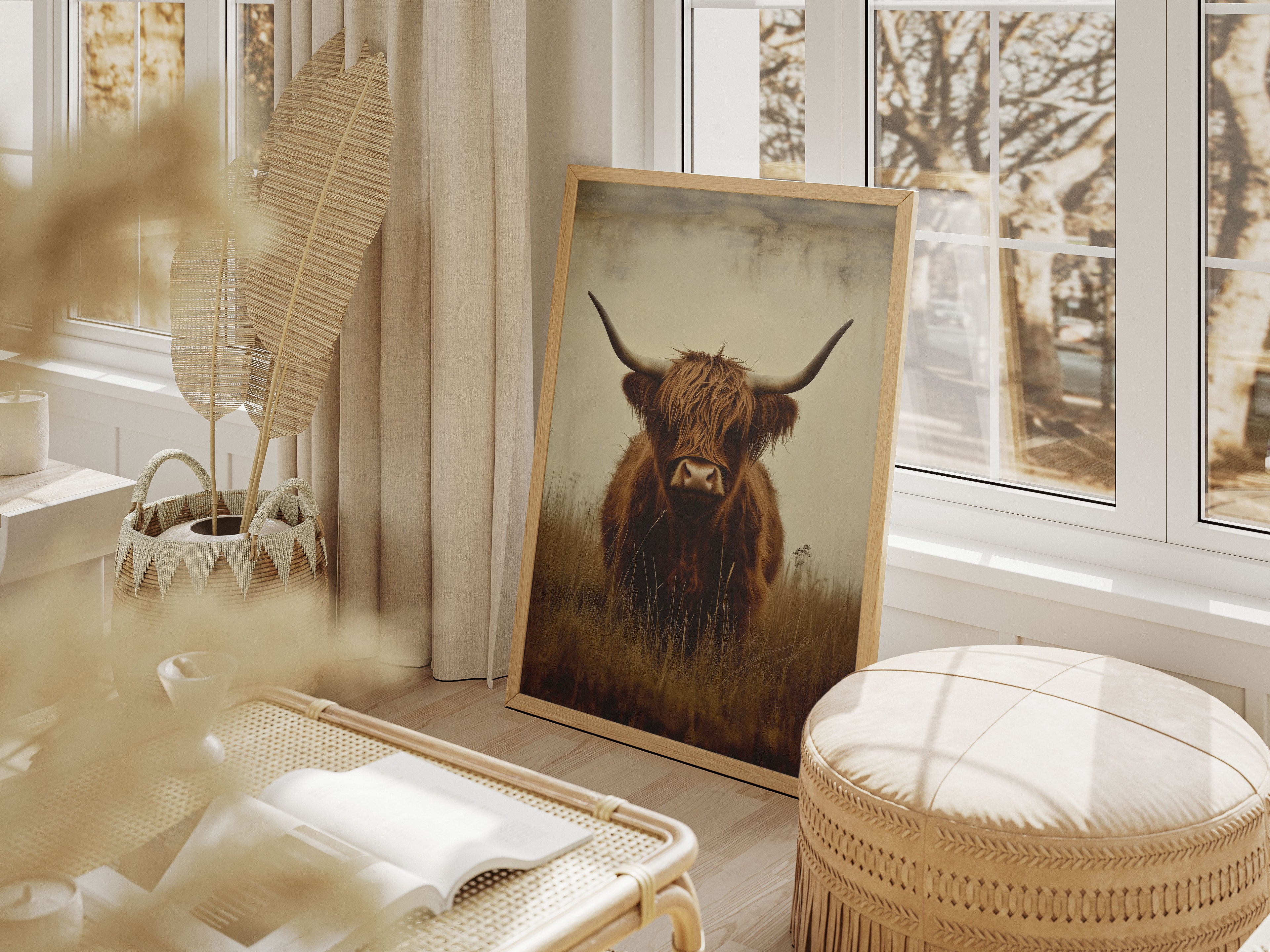 Highland Cow Art Print - Rustic Farmhouse Wall Decor