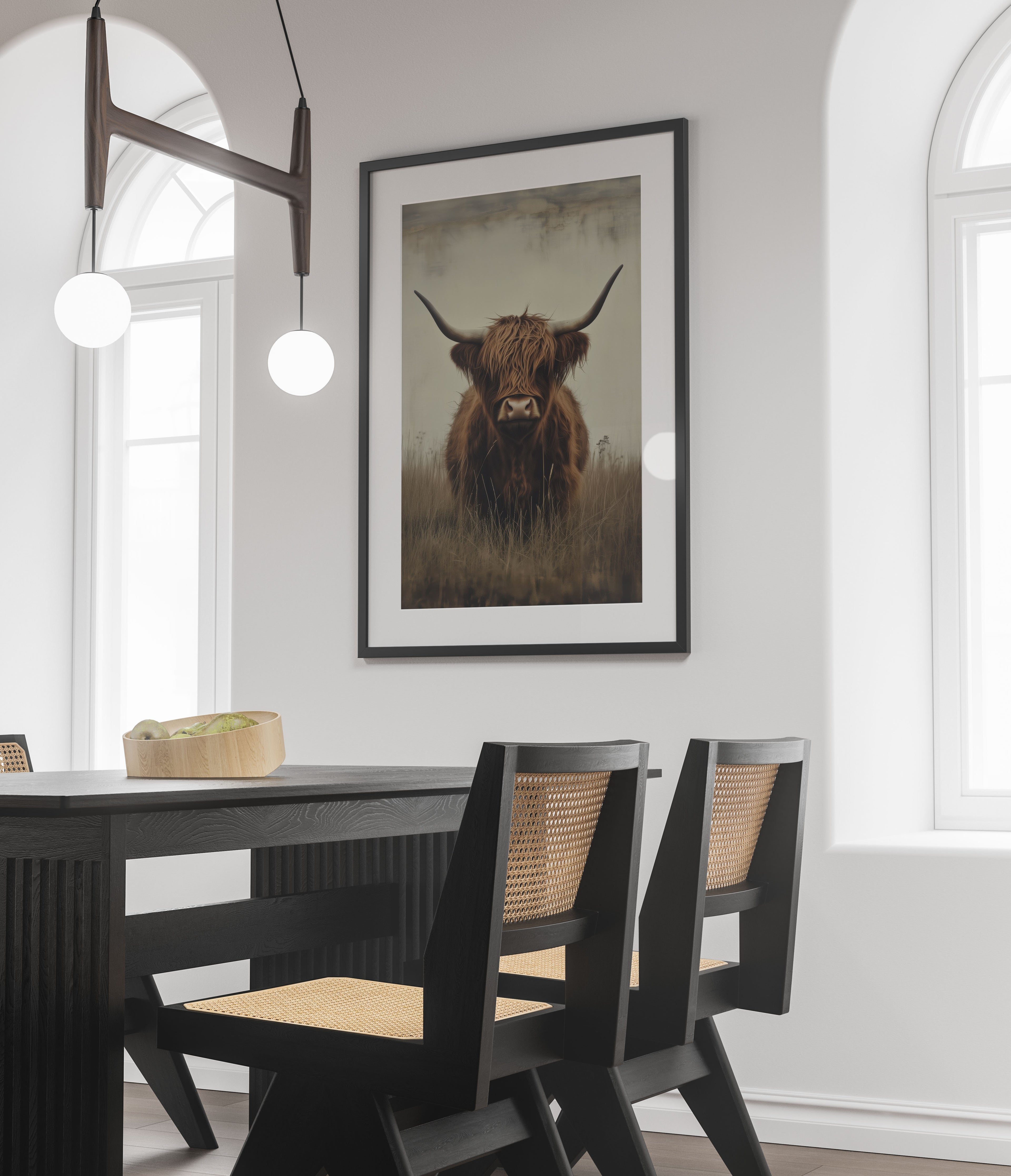 Highland Cow Art Print - Rustic Farmhouse Wall Decor
