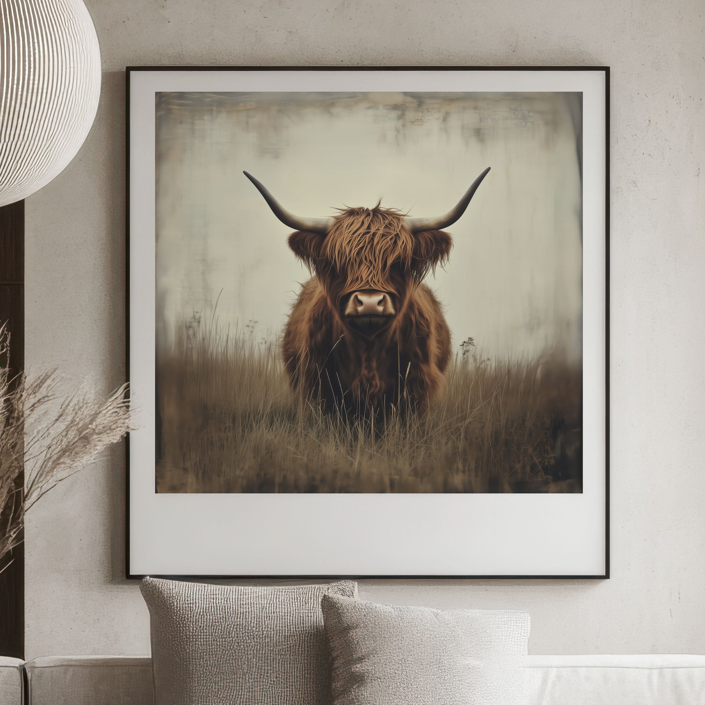 Highland Cow Art Print - Rustic Farmhouse Wall Decor