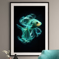 Ethereal Betta Fish Art Print - Glowing Turquoise Decor