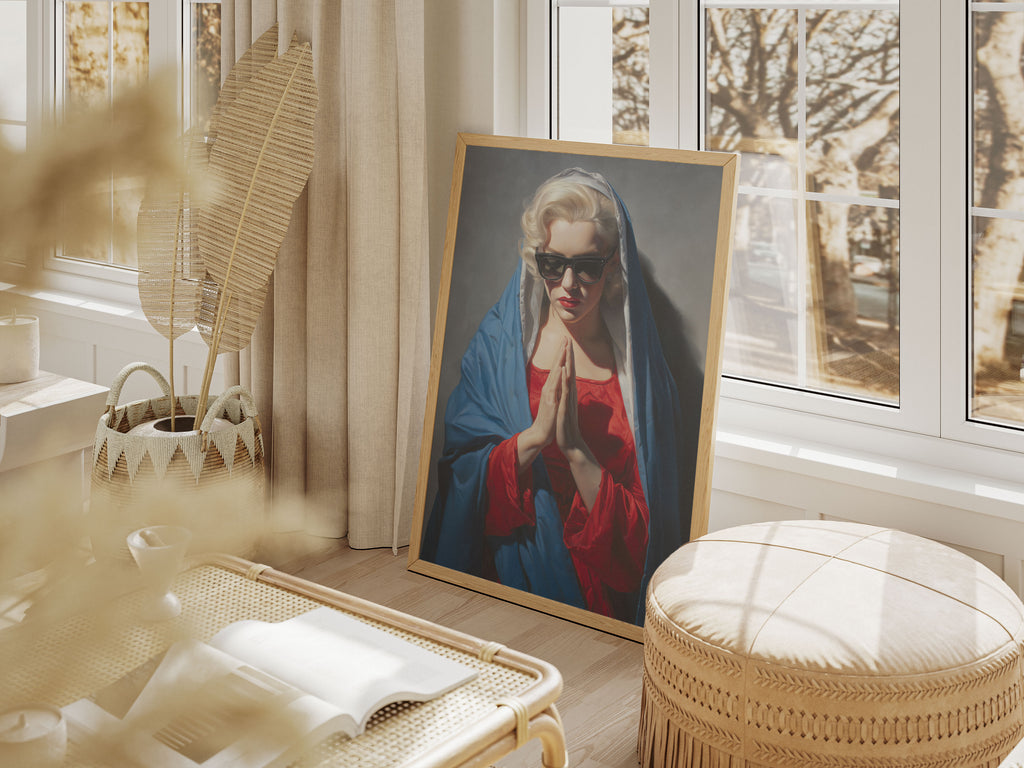 Modern Madonna Art Print - Contemporary Religious Wall Art - Vintage Pop Culture Portrait