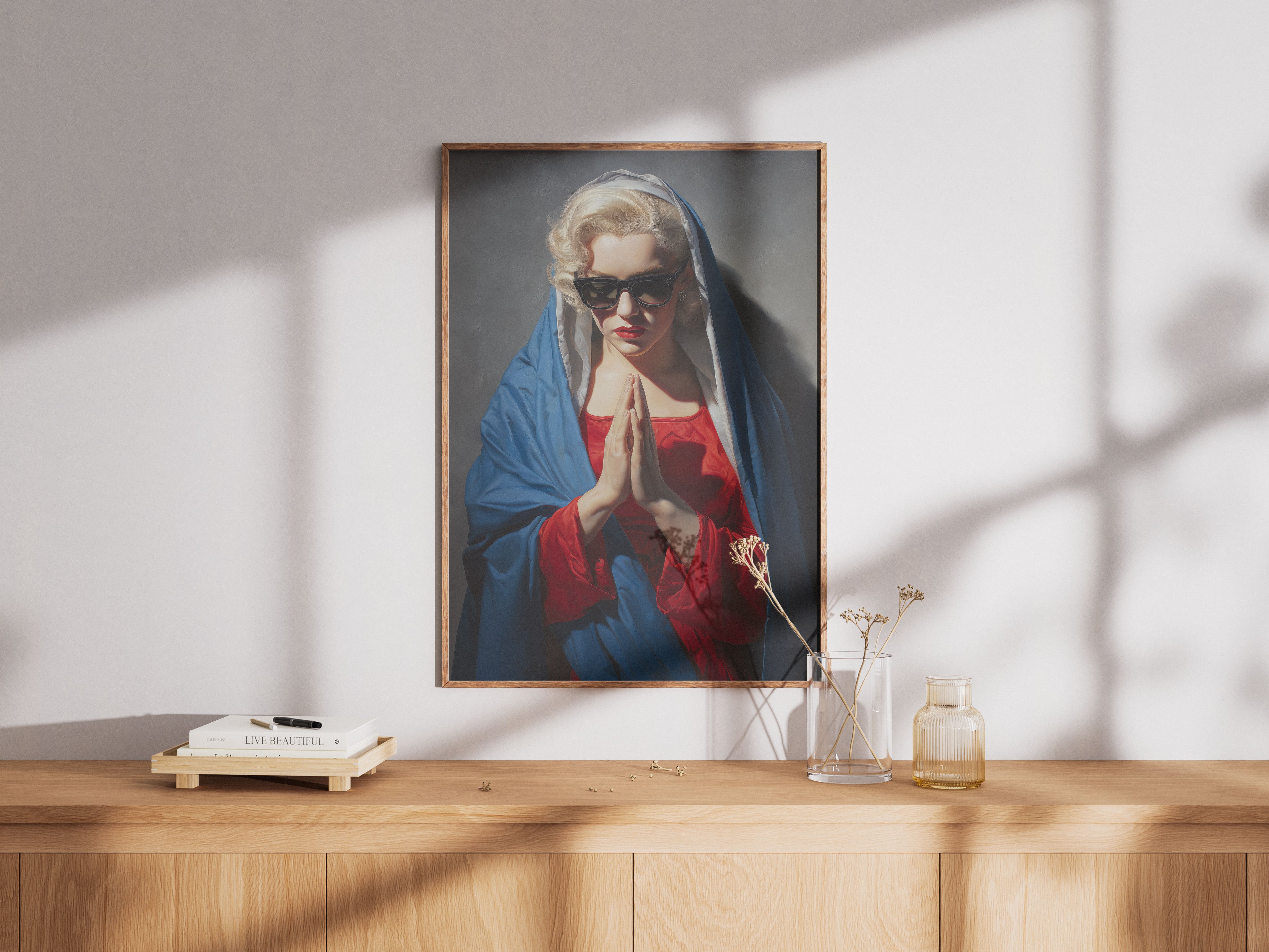 Modern Madonna Art Print - Contemporary Religious Wall Art - Vintage Pop Culture Portrait