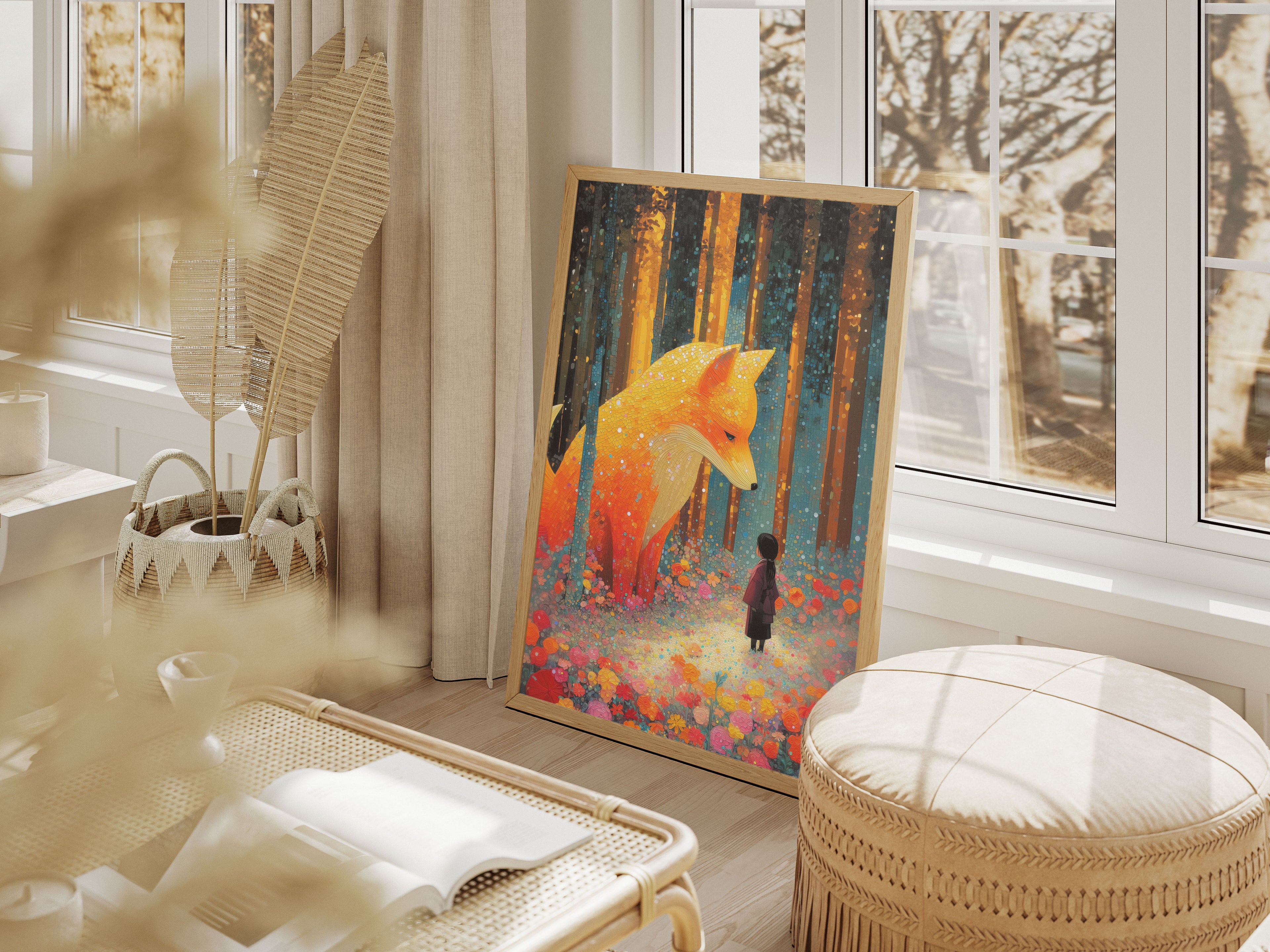 Mosaic Fox Art Print - Enchanted Forest Fantasy Decor
