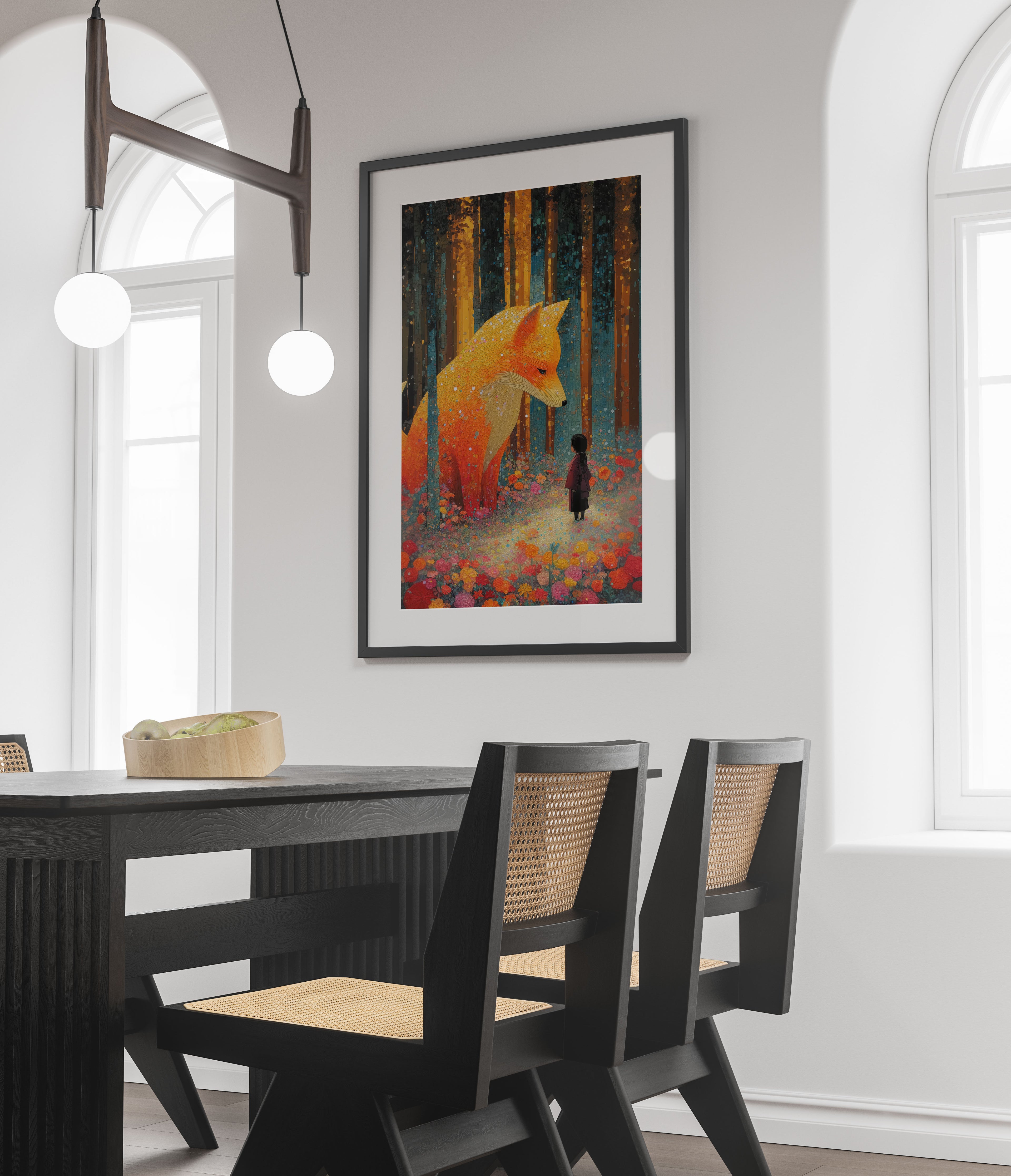 Mosaic Fox Art Print - Enchanted Forest Fantasy Decor